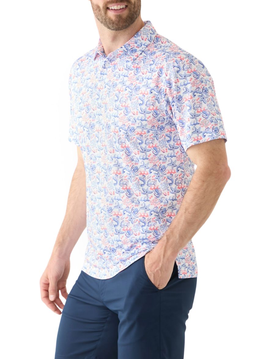 Mens Deep Sea Conversational Printed Polo Shirt