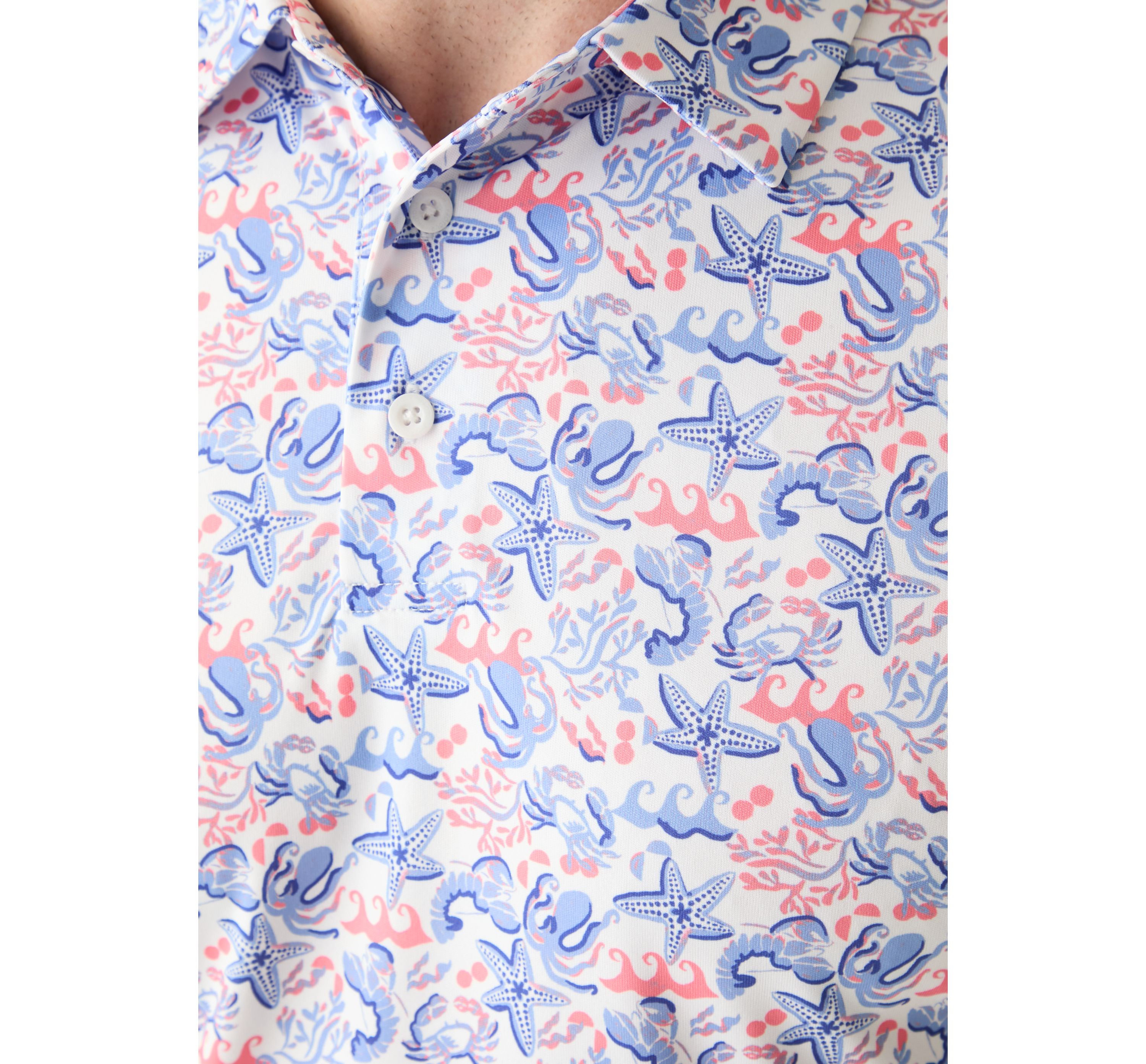 Mens Deep Sea Conversational Printed Polo Shirt