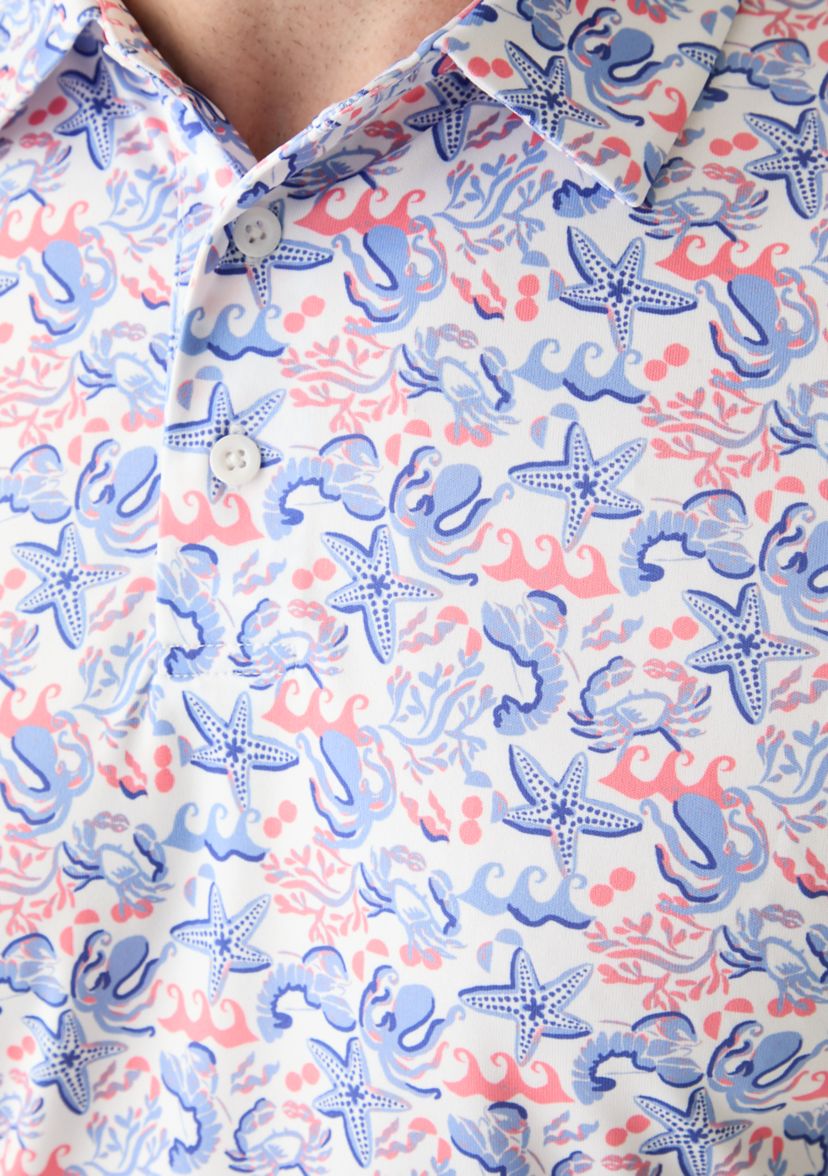 Mens Deep Sea Conversational Printed Polo Shirt
