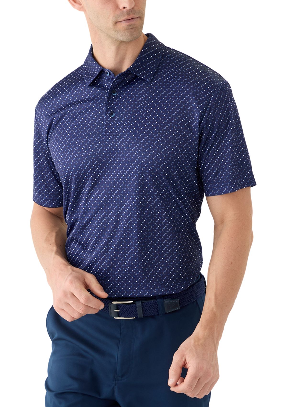 Mens Micro Golf Printed Conversational Polo Shirt
