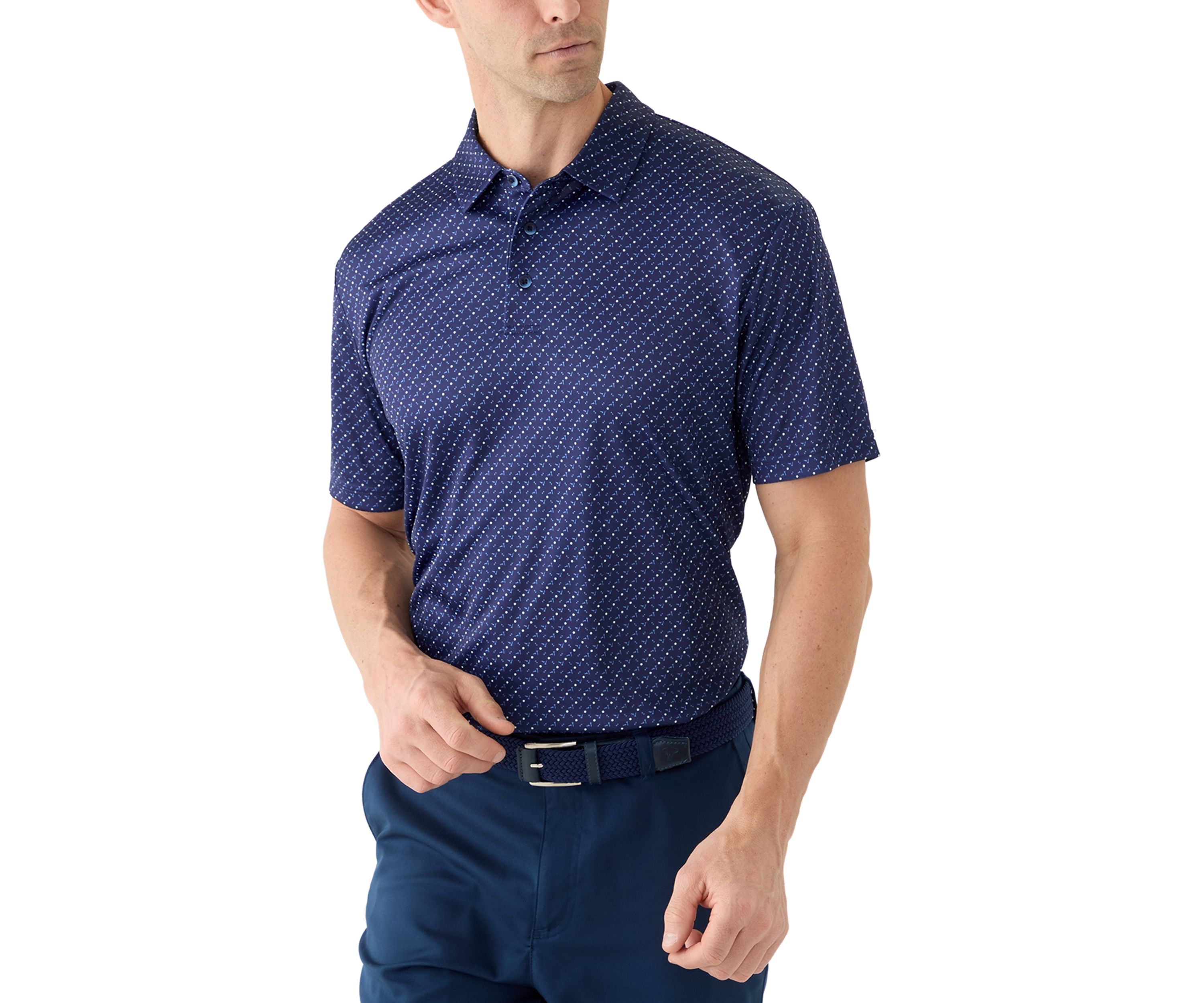 Mens Micro Golf Printed Conversational Polo Shirt