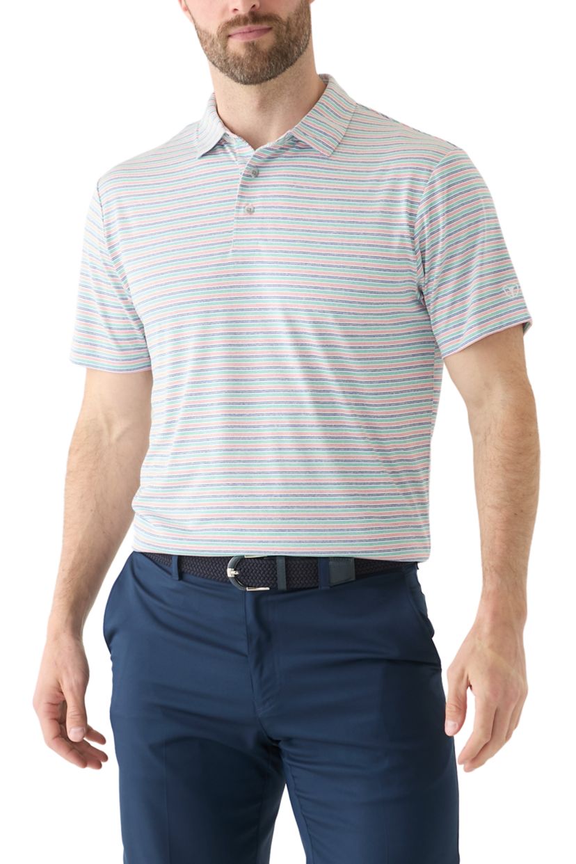 Mens Multi Colored Stripe Heather Polo Shirt