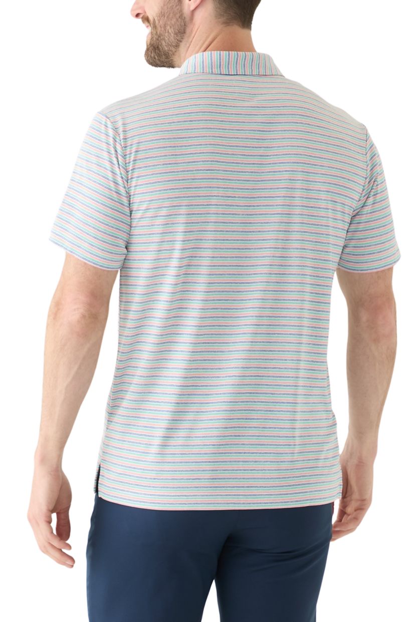 Mens Multi Colored Stripe Heather Polo Shirt