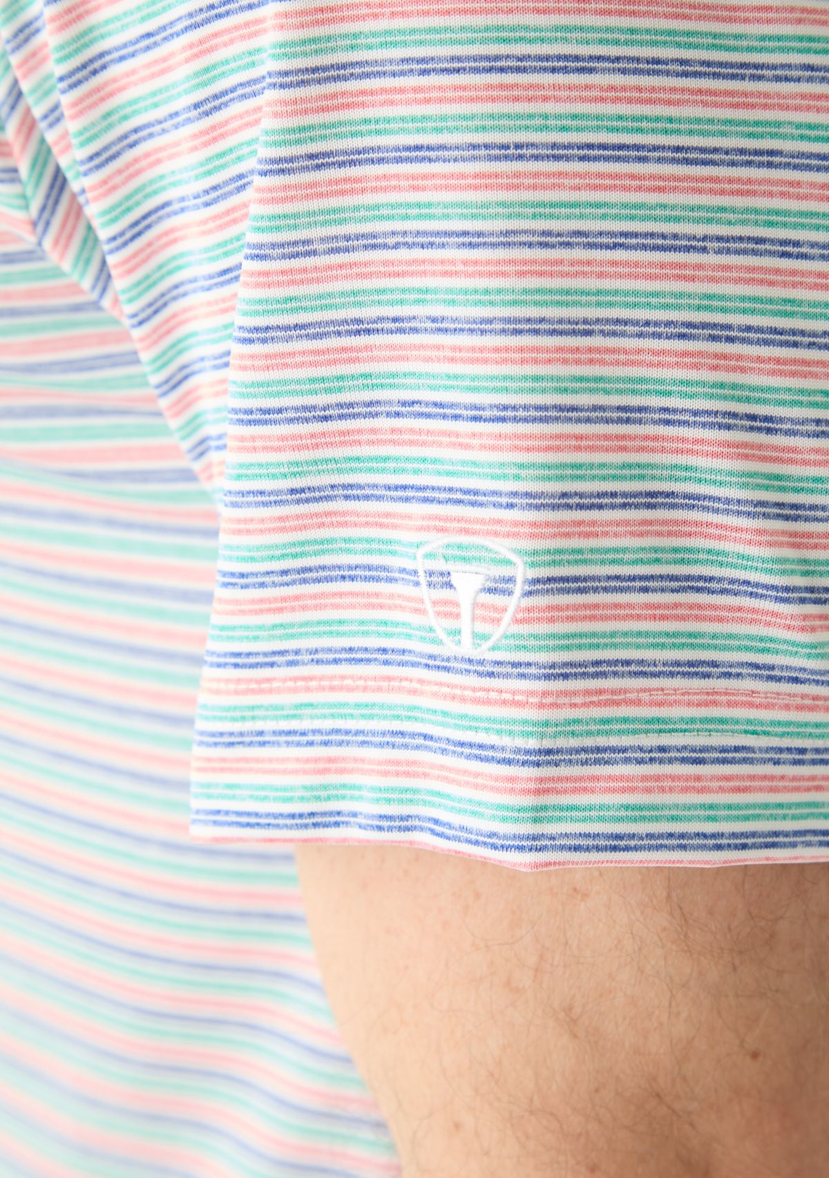 Mens Multi Colored Stripe Heather Polo Shirt