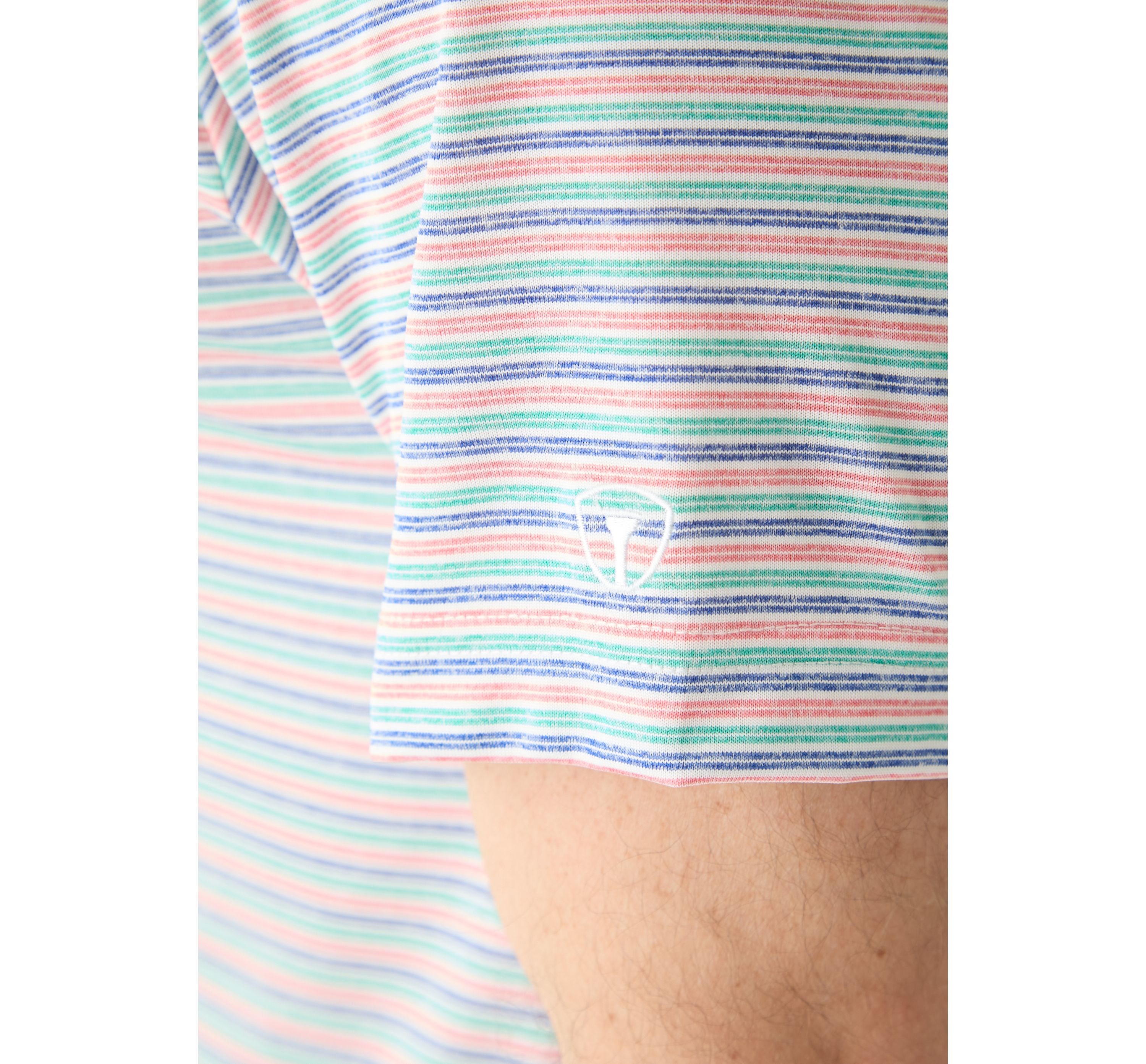 Mens Multi Colored Stripe Heather Polo Shirt