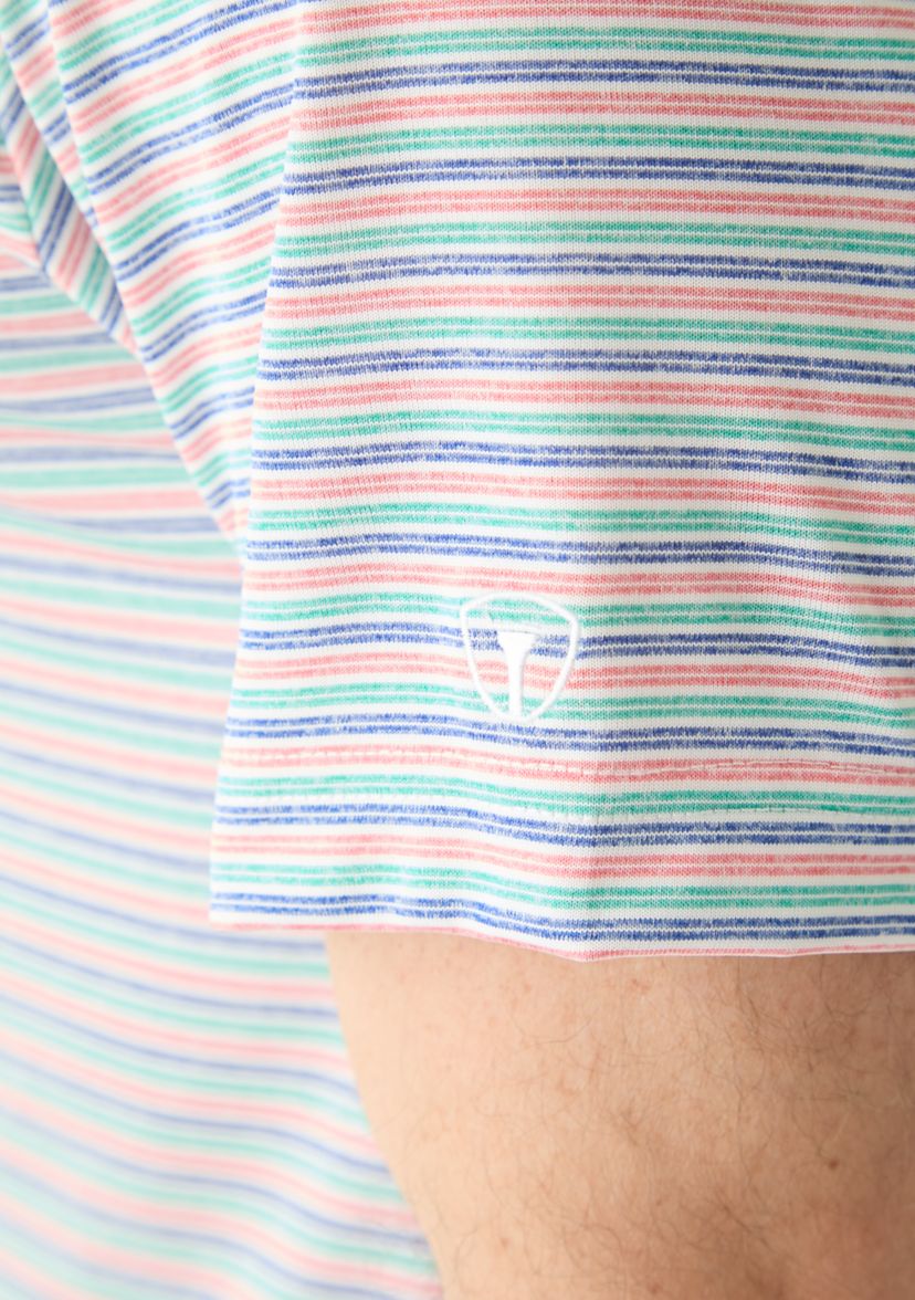 Mens Multi Colored Stripe Heather Polo Shirt