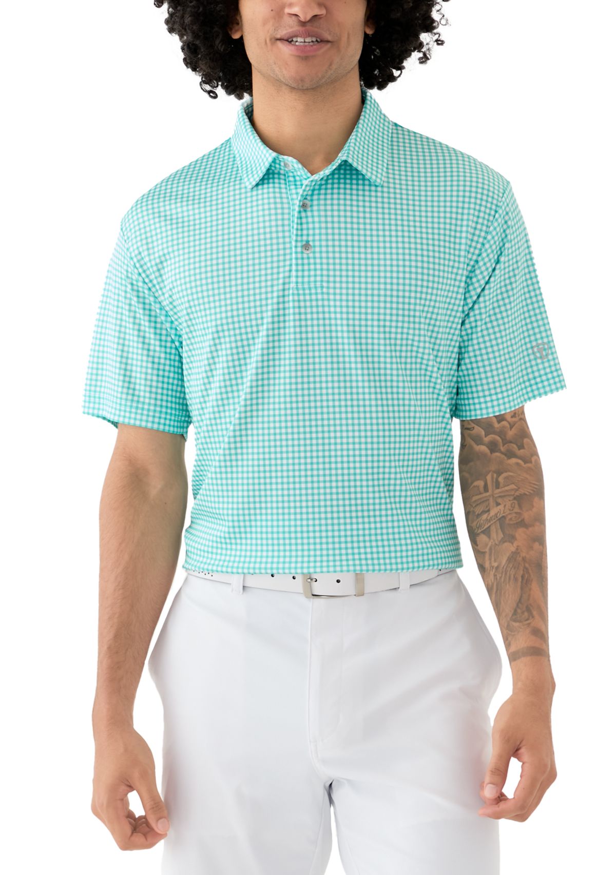 Mens Gingham Print Polo Shirt