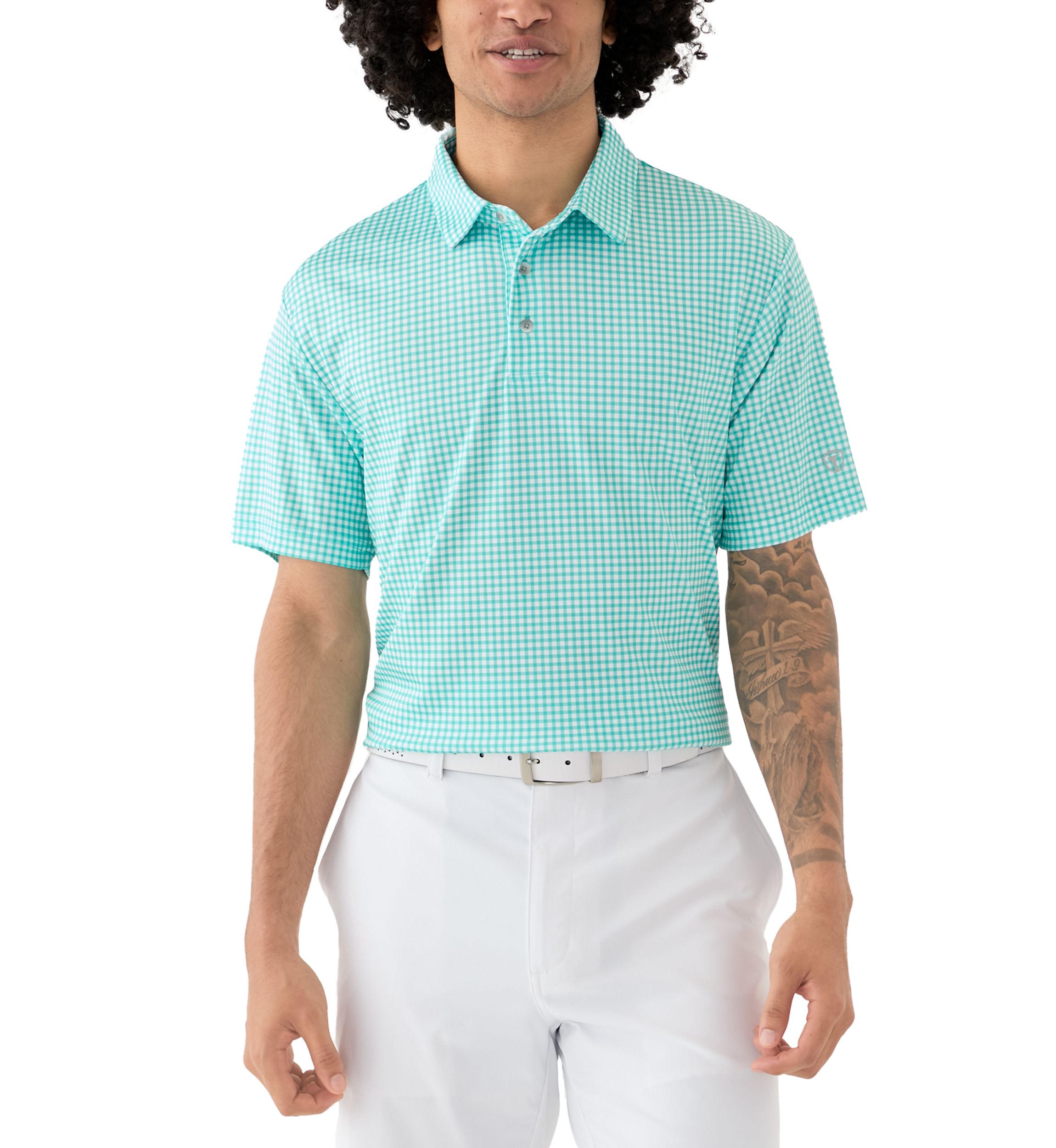 Mens Gingham Print Polo Shirt