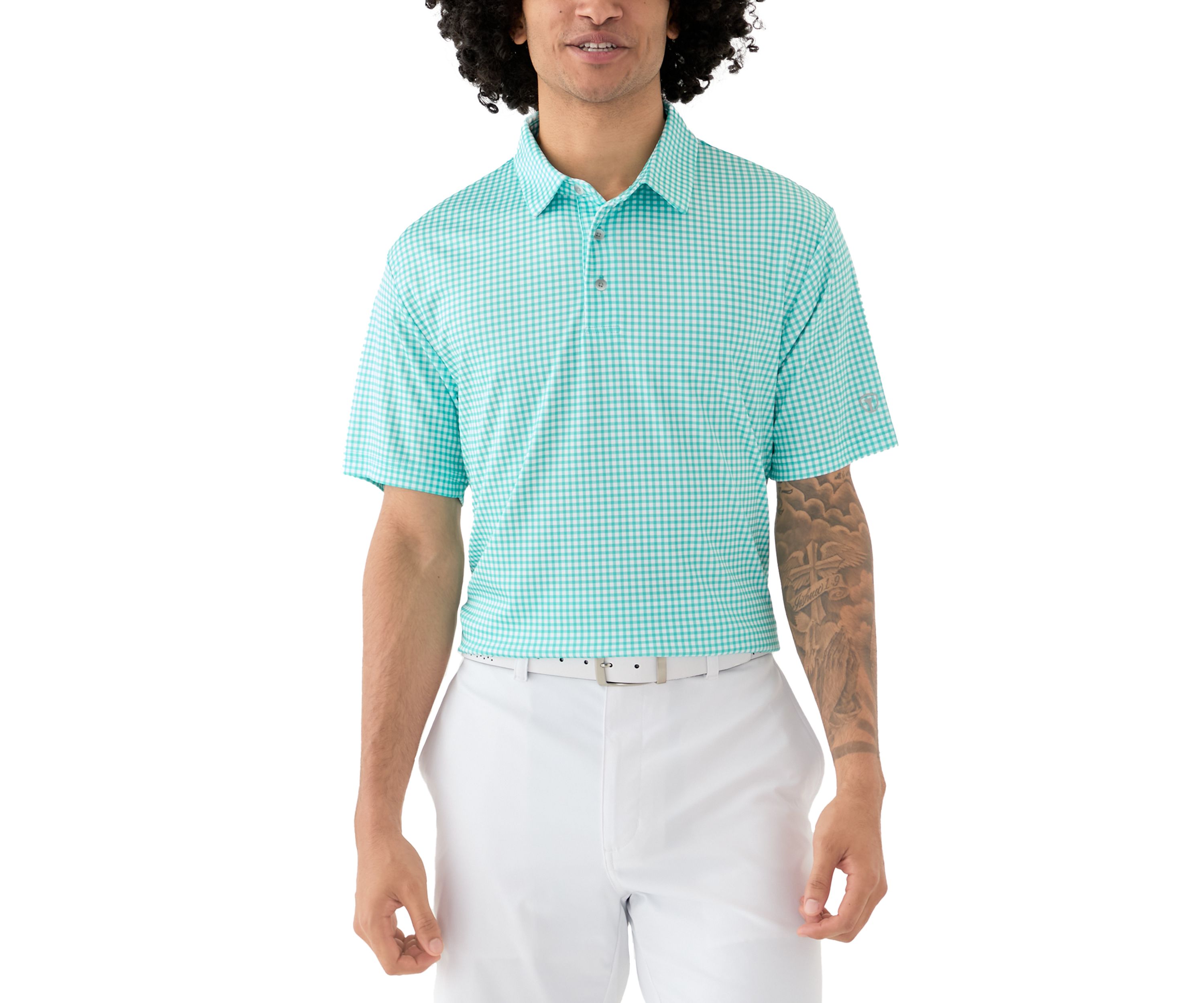 Mens Gingham Print Polo Shirt