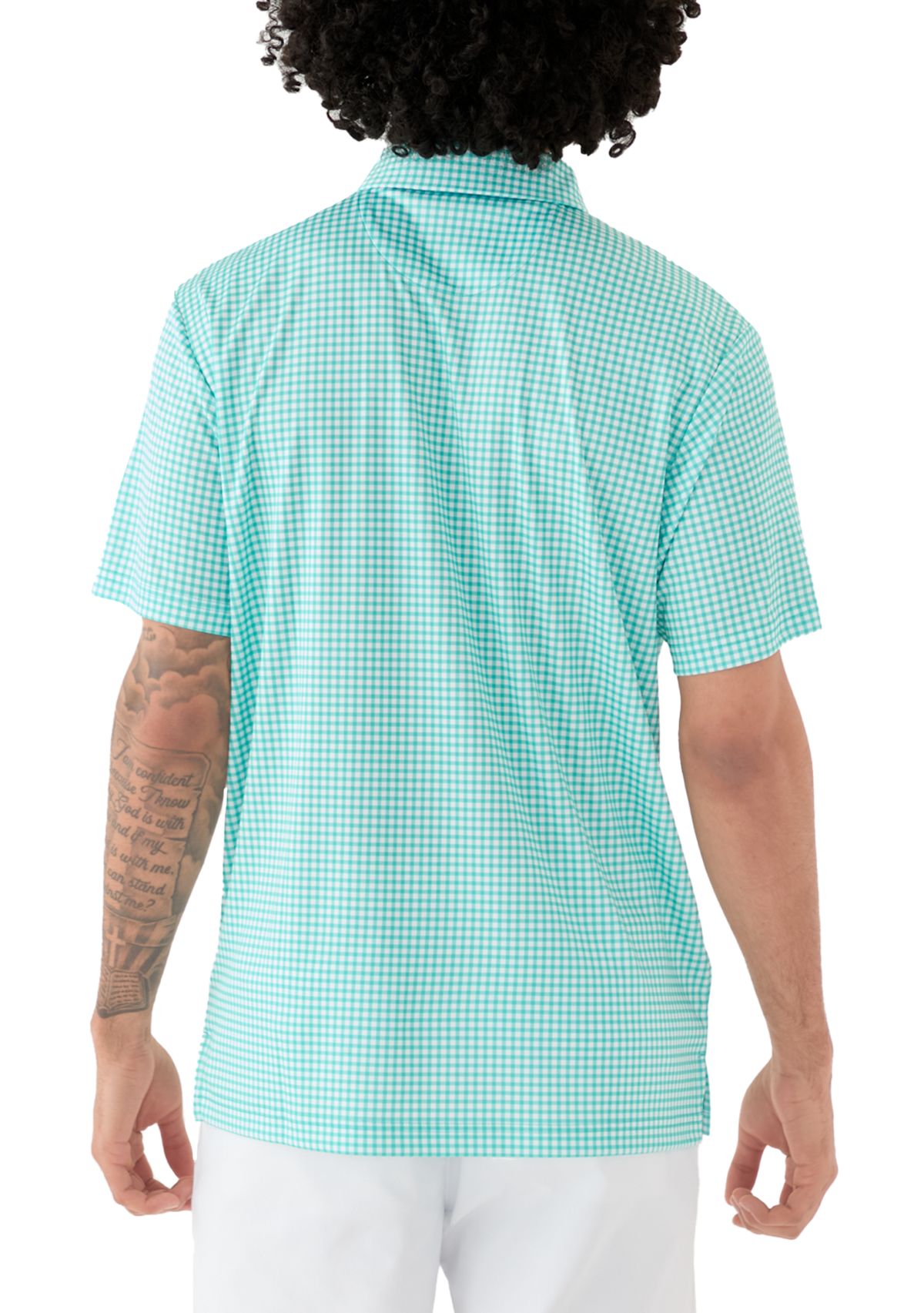 Mens Gingham Print Polo Shirt