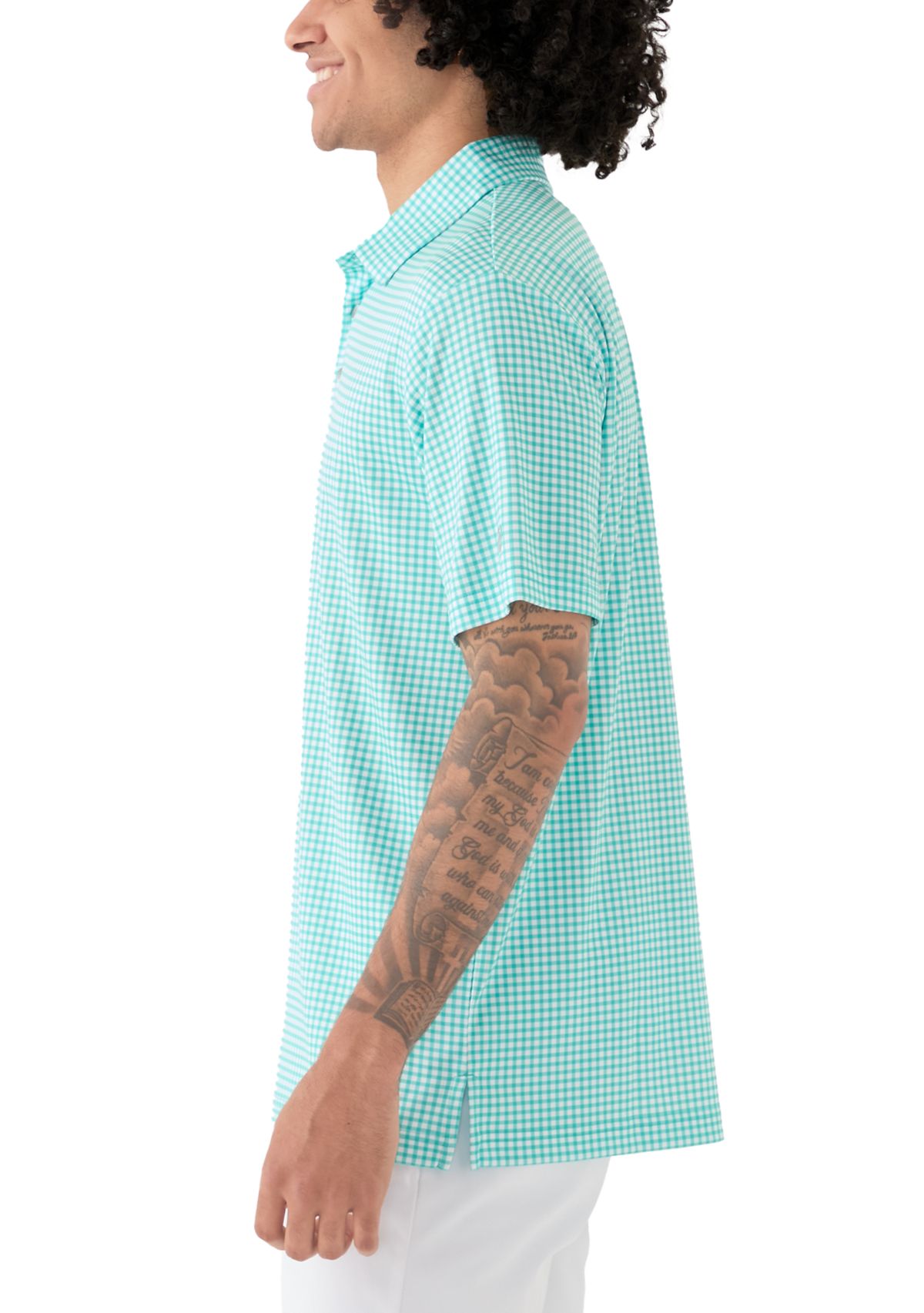 Mens Gingham Print Polo Shirt