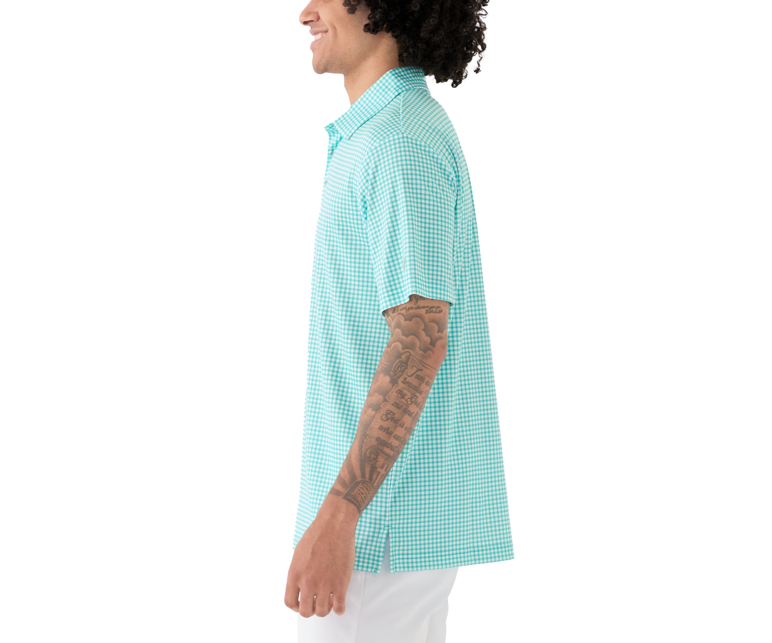 Mens Gingham Print Polo Shirt