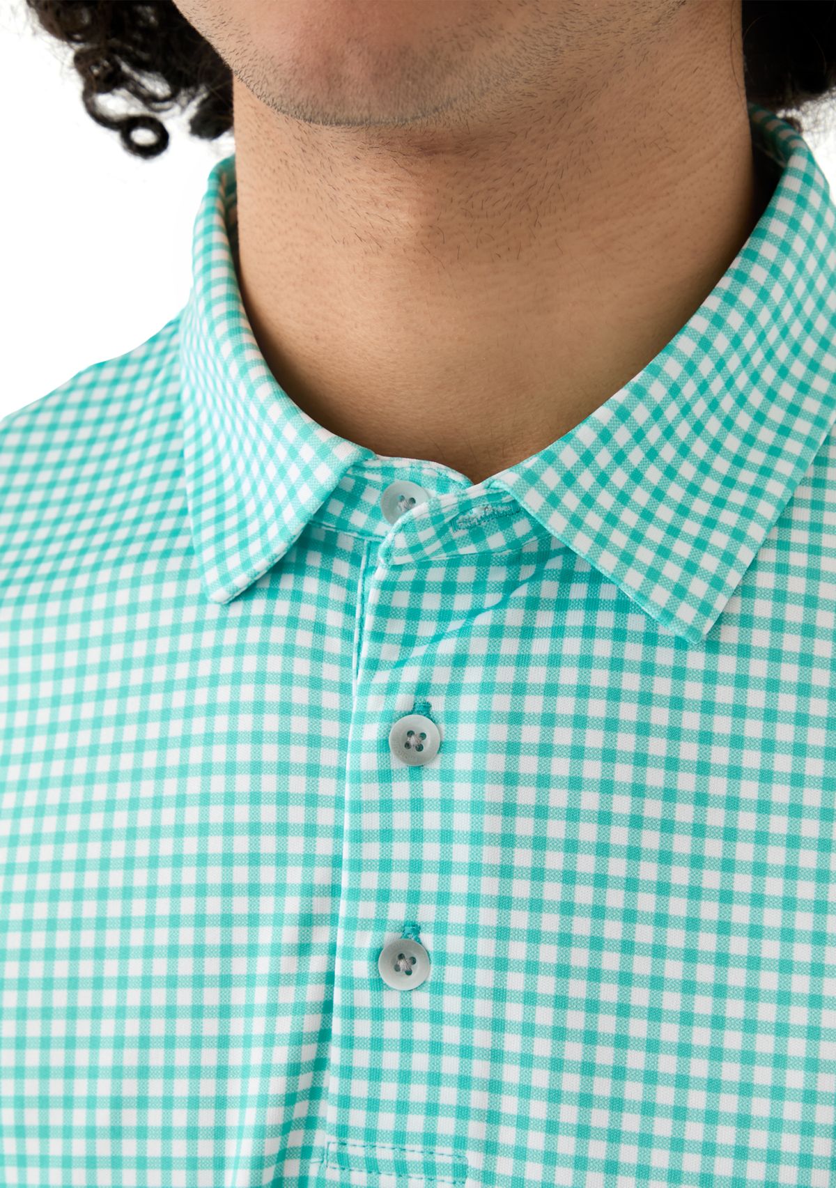 Mens Gingham Print Polo Shirt