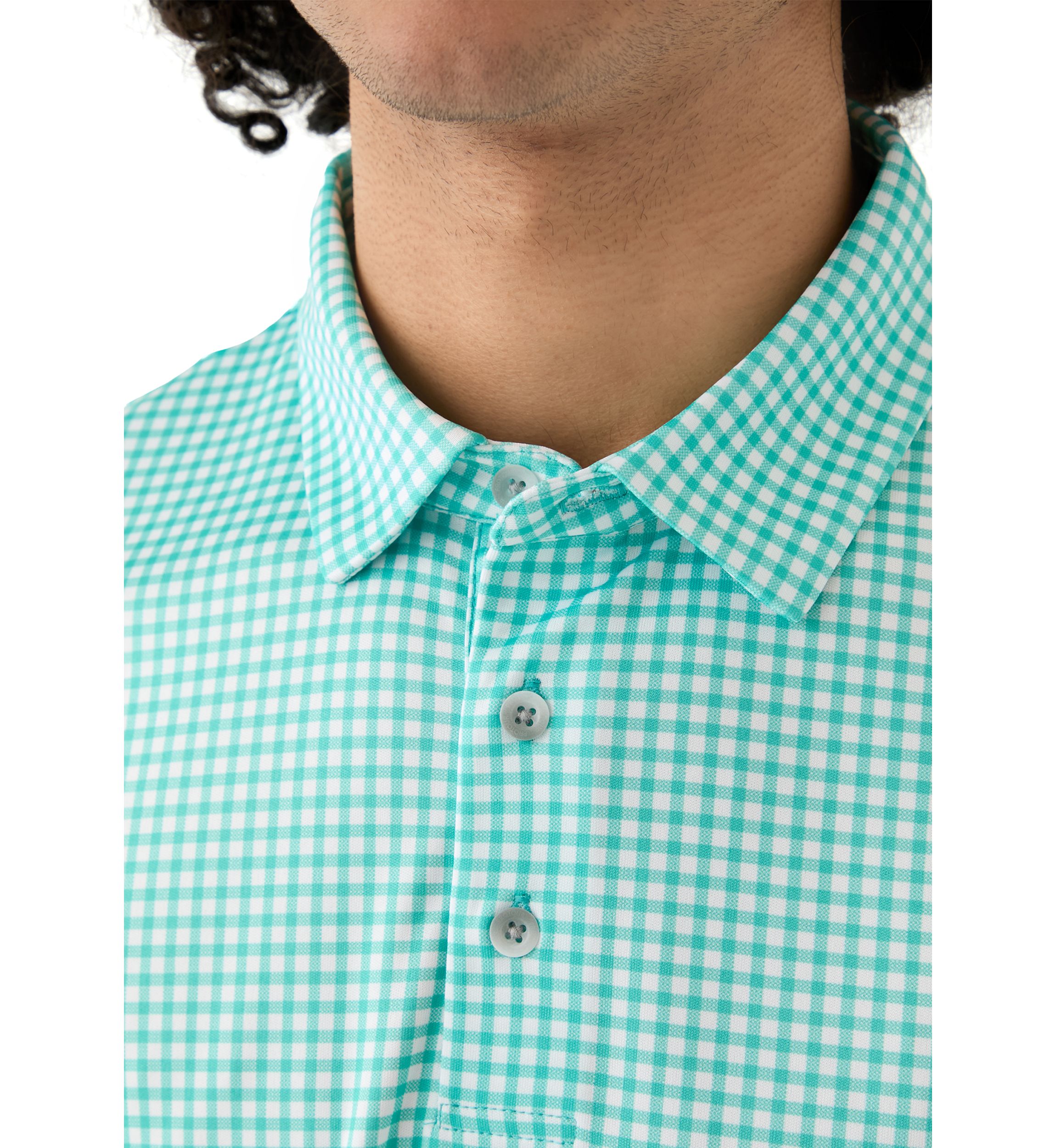 Mens Gingham Print Polo Shirt