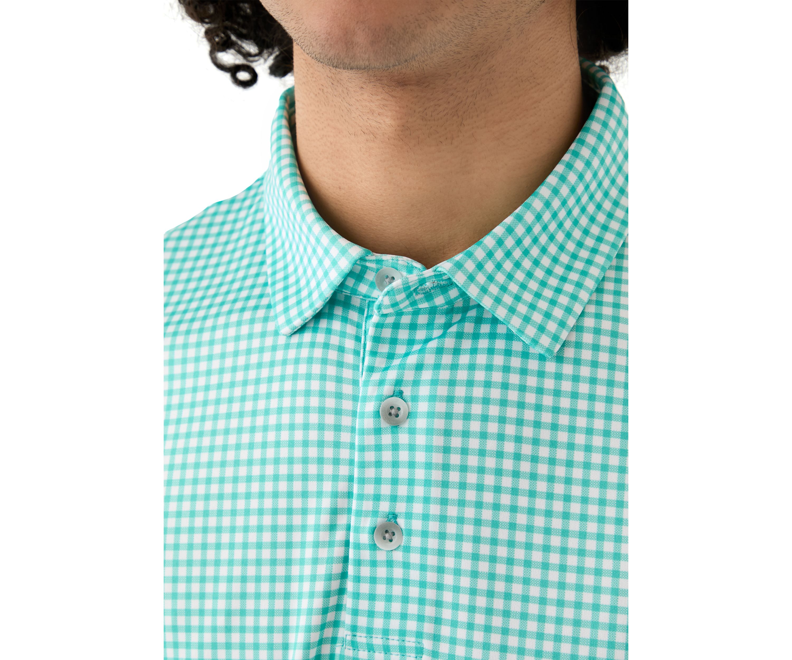 Mens Gingham Print Polo Shirt