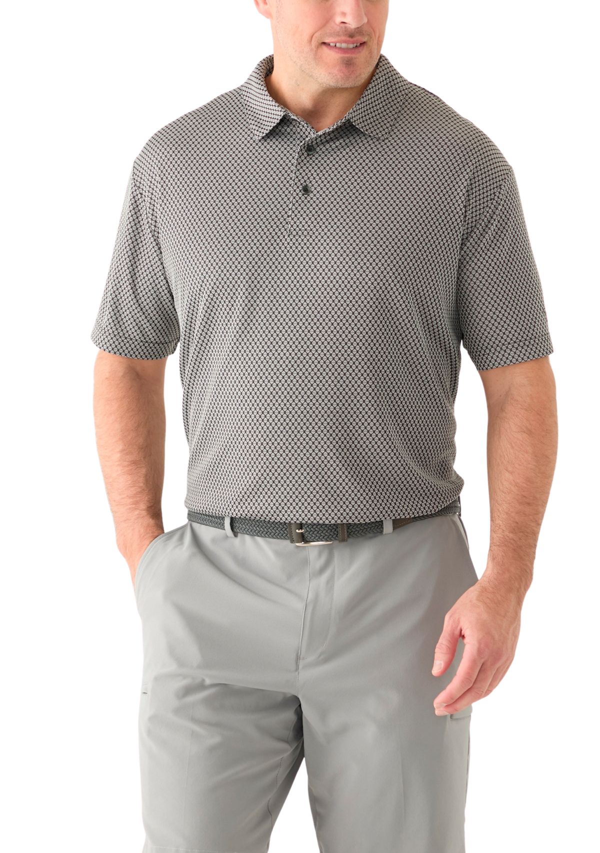 Big & Tall Short Sleeve Jacquard Polo Shirt