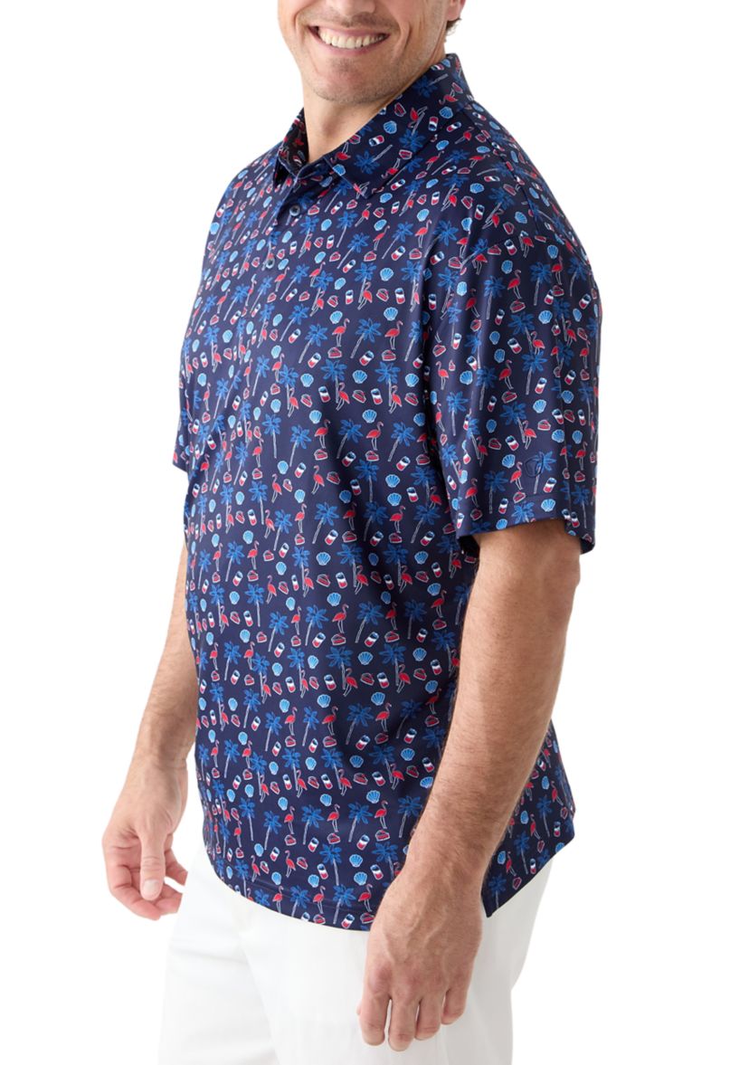 Big & Tall Short Sleeve American Summer Conversation Polo Shirt