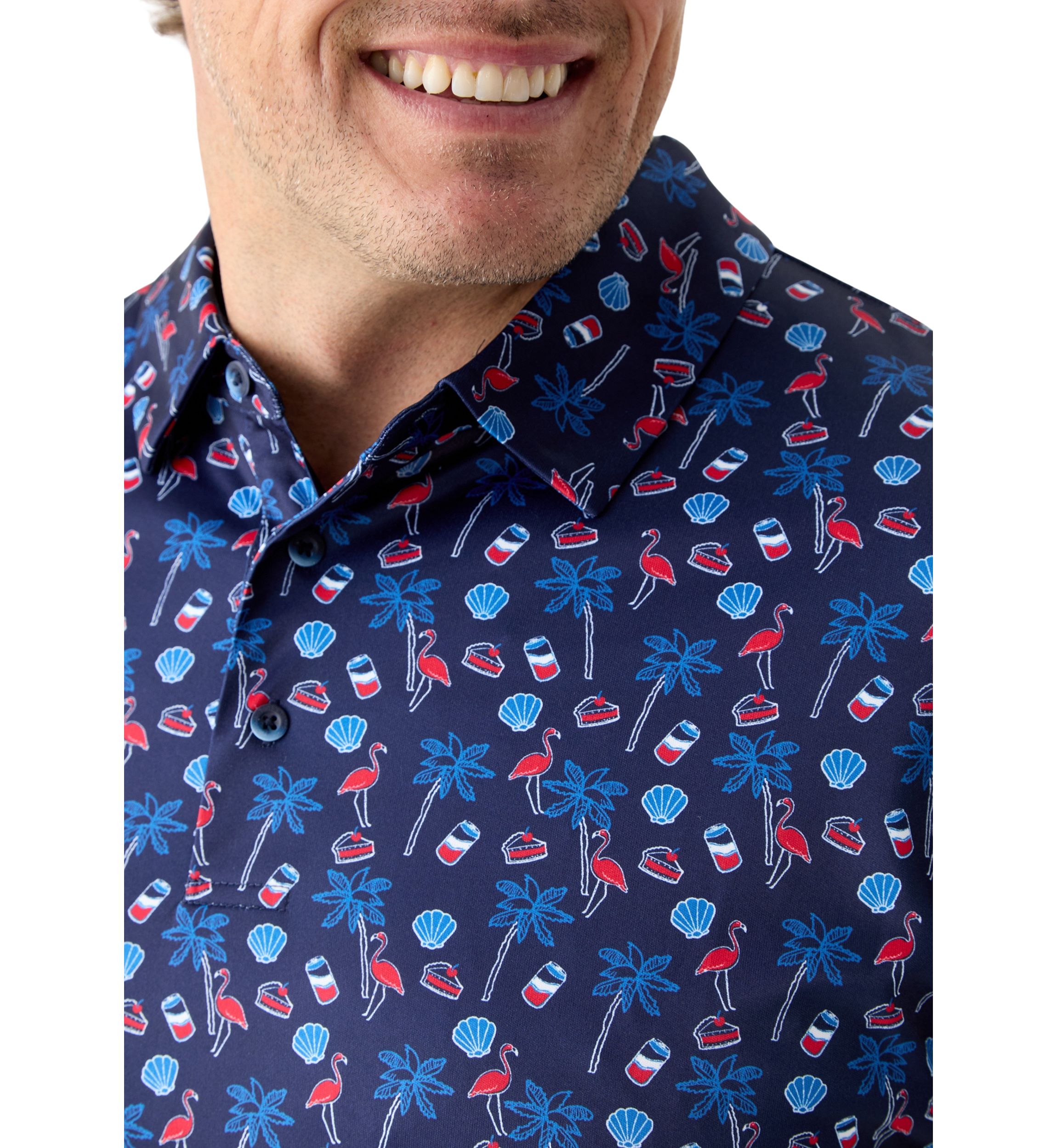 Big & Tall Short Sleeve American Summer Conversation Polo Shirt