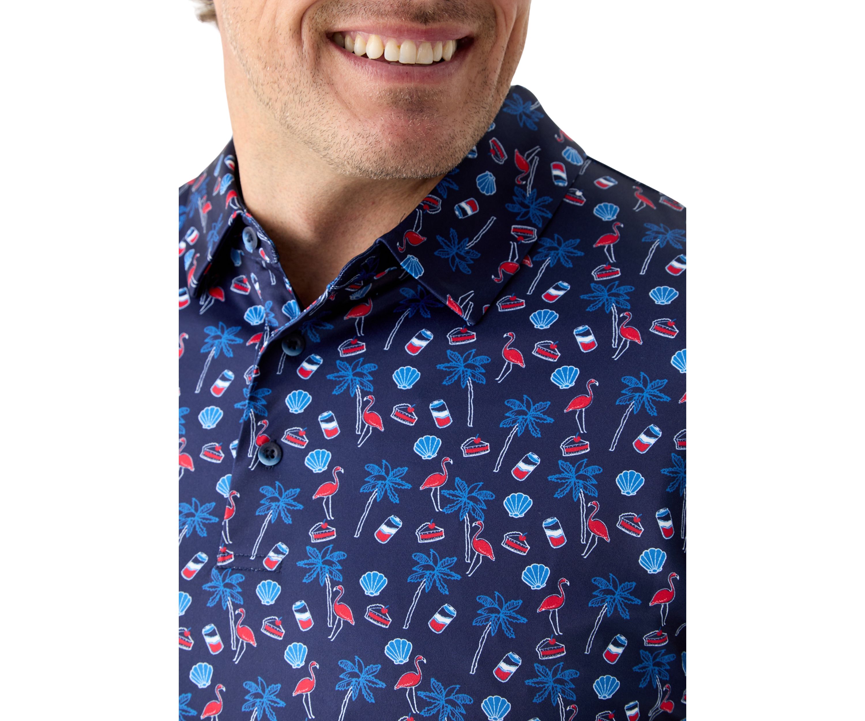 Big & Tall Short Sleeve American Summer Conversation Polo Shirt