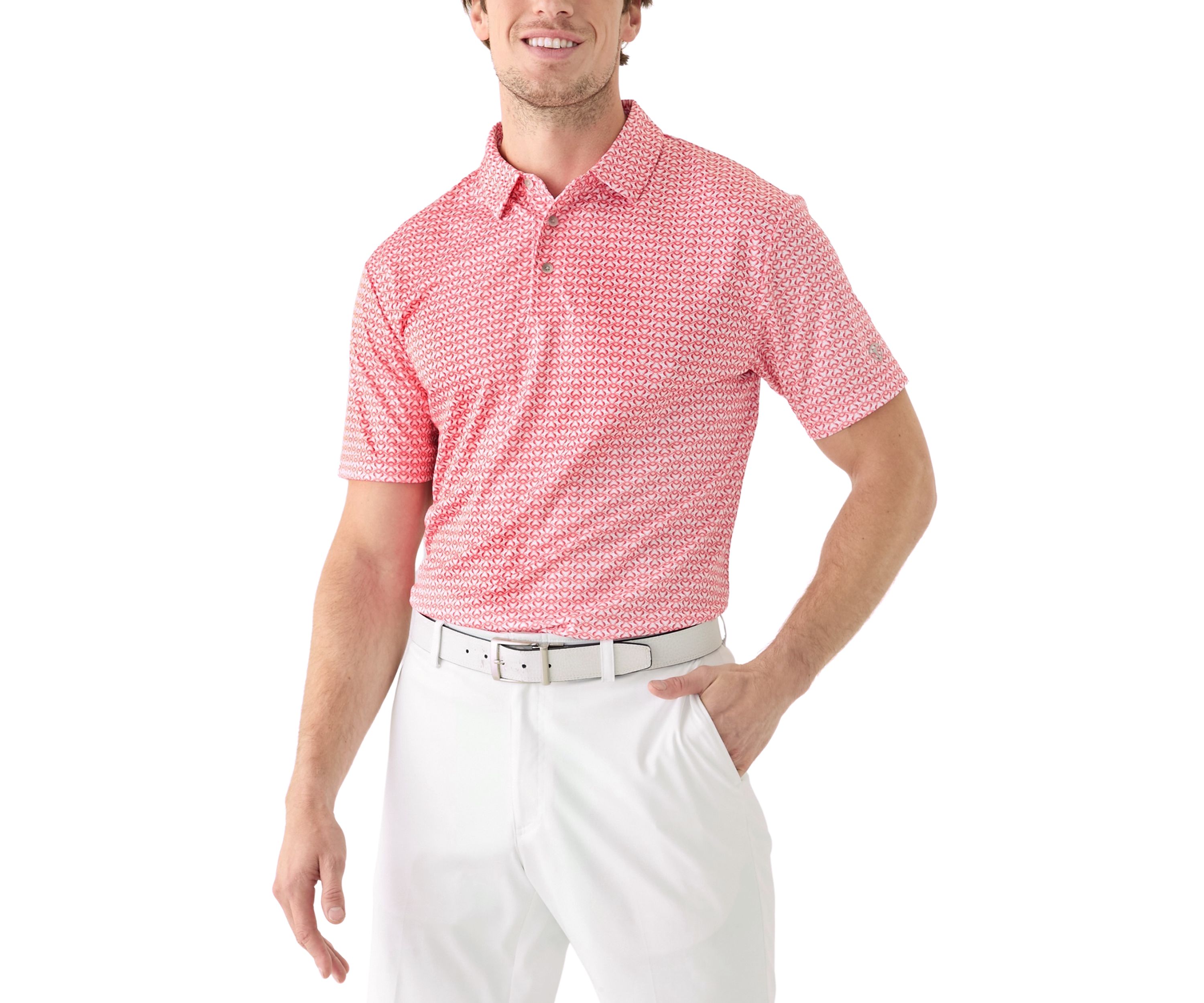 Big & Tall Short Sleeve Regimental Crab Print Polo Shirt