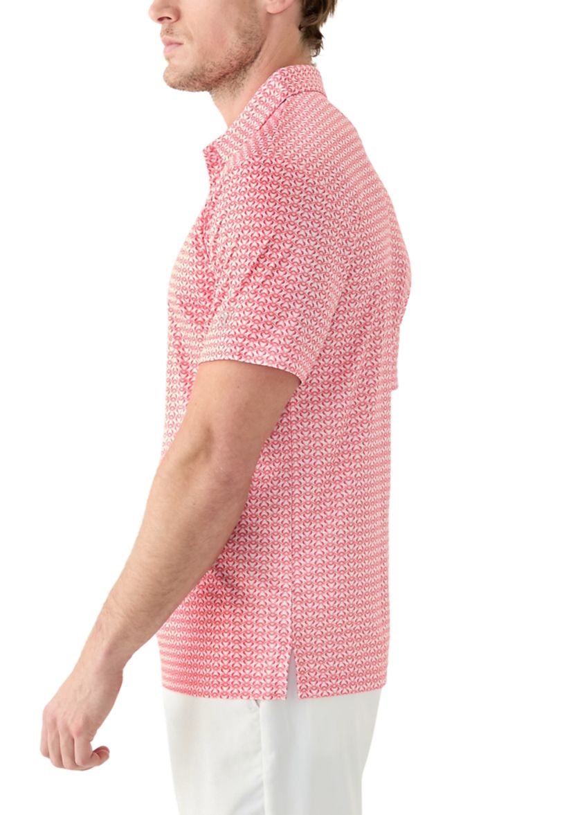 Big & Tall Short Sleeve Regimental Crab Print Polo Shirt