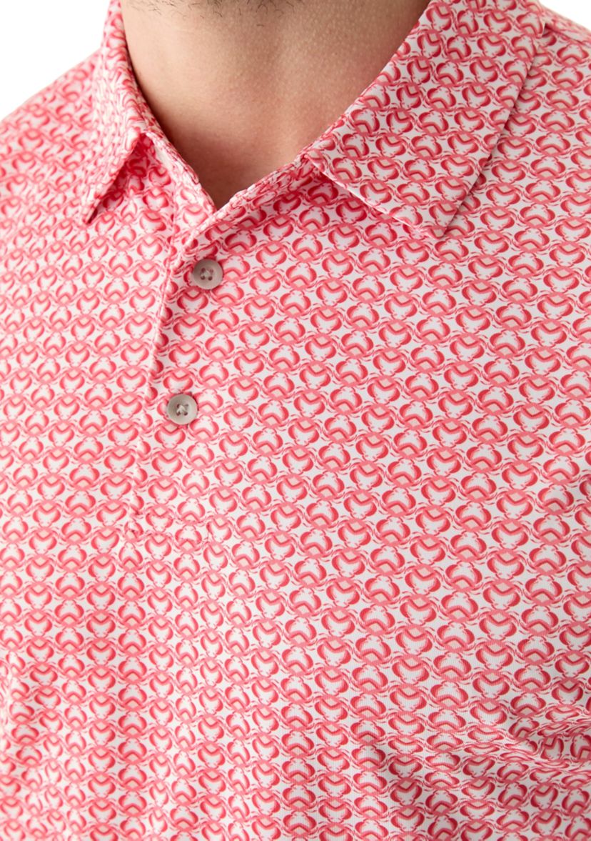 Big & Tall Short Sleeve Regimental Crab Print Polo Shirt