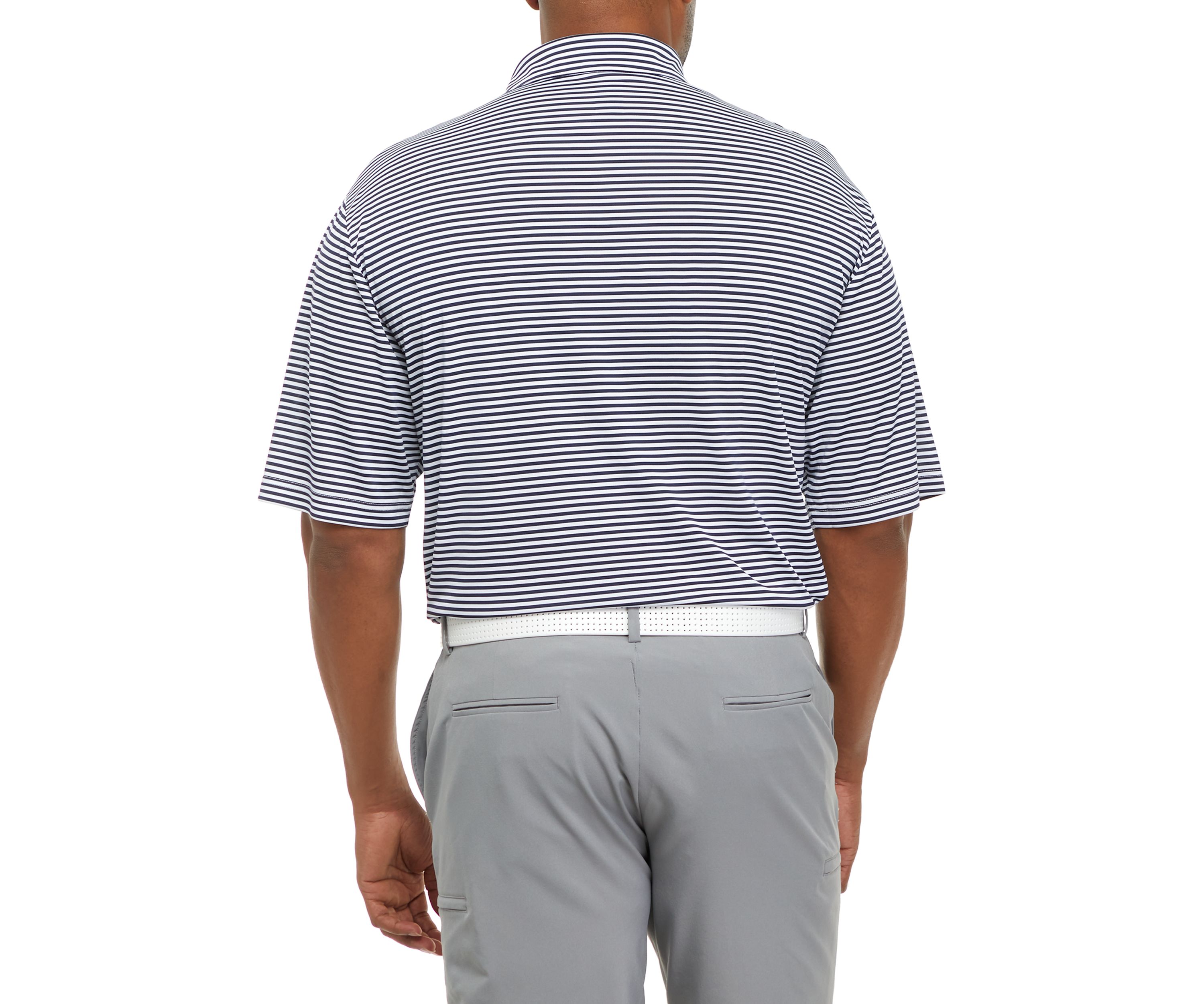 Big & Tall Short Sleeve 2-Color Yarn Dye Stripe Polo Shirt with Self Collar
