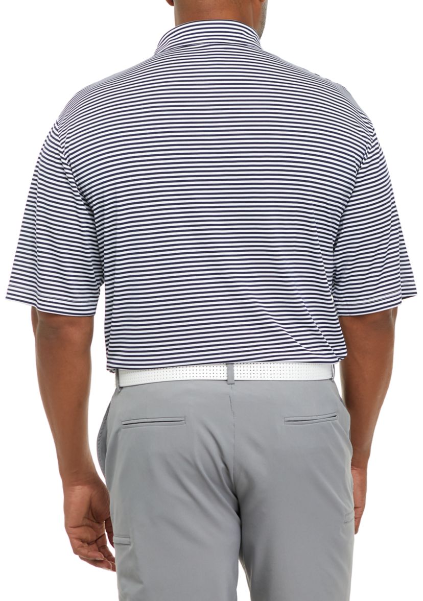 Big & Tall Short Sleeve 2-Color Yarn Dye Stripe Polo Shirt with Self Collar