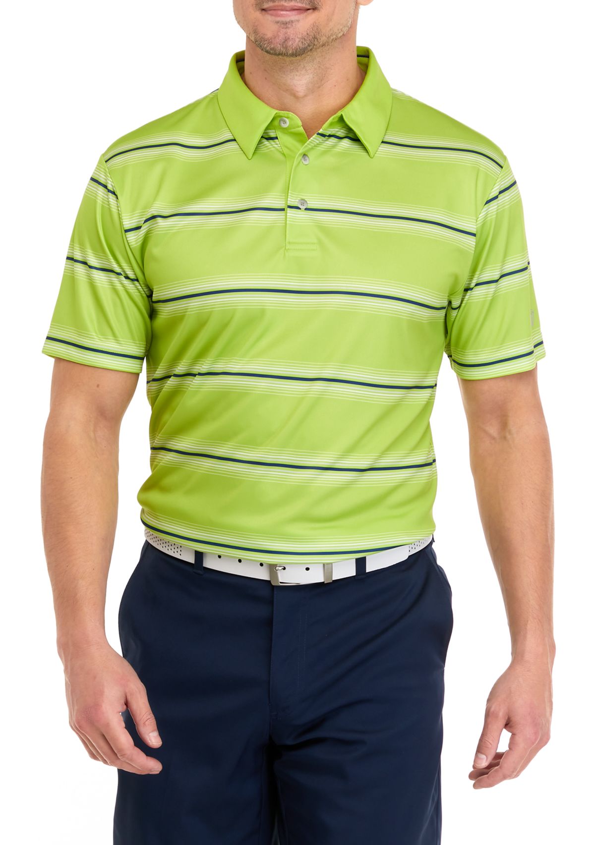 Mens Short Sleeve Allover Stripe Polo Shirt