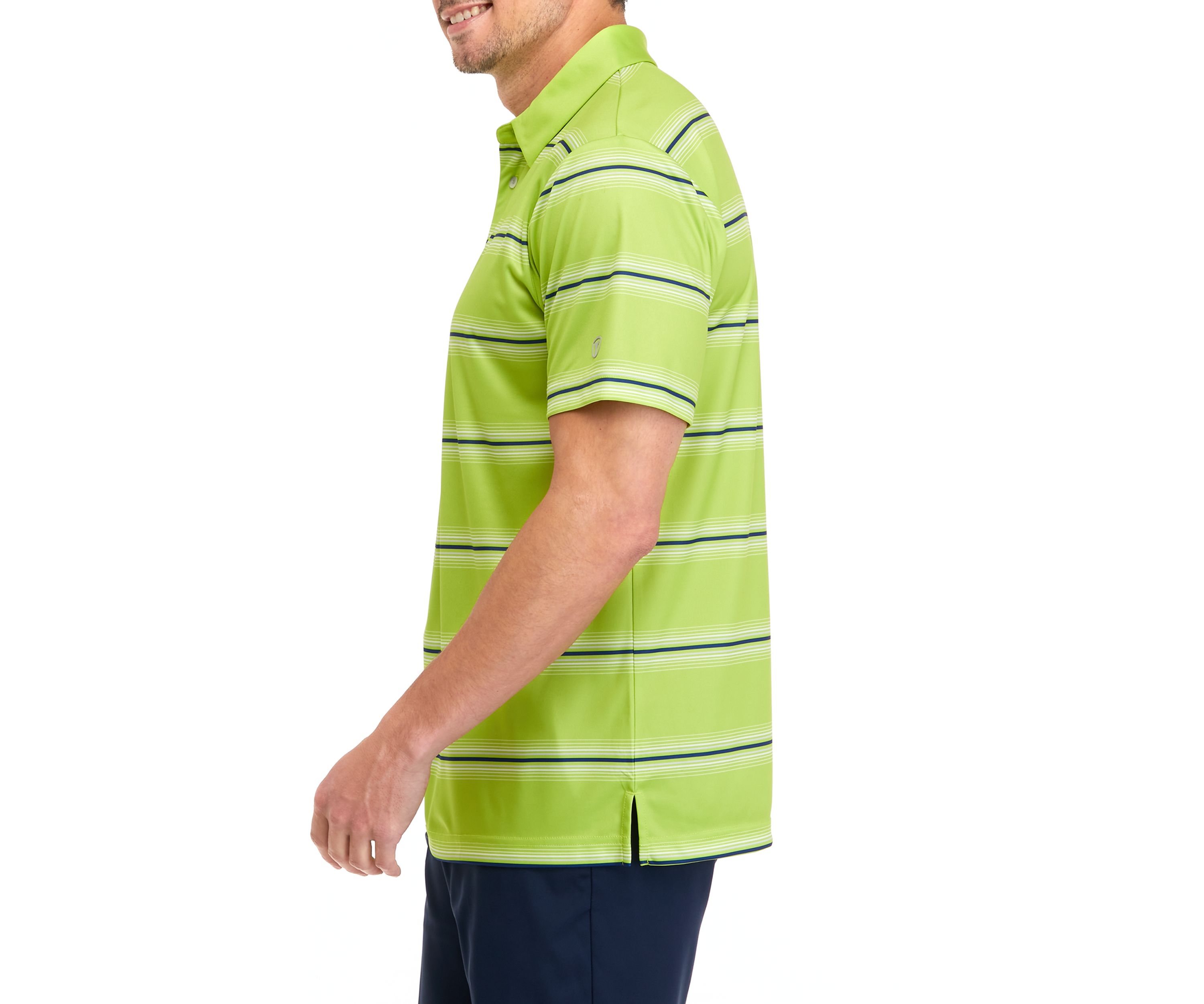 Mens Short Sleeve Allover Stripe Polo Shirt