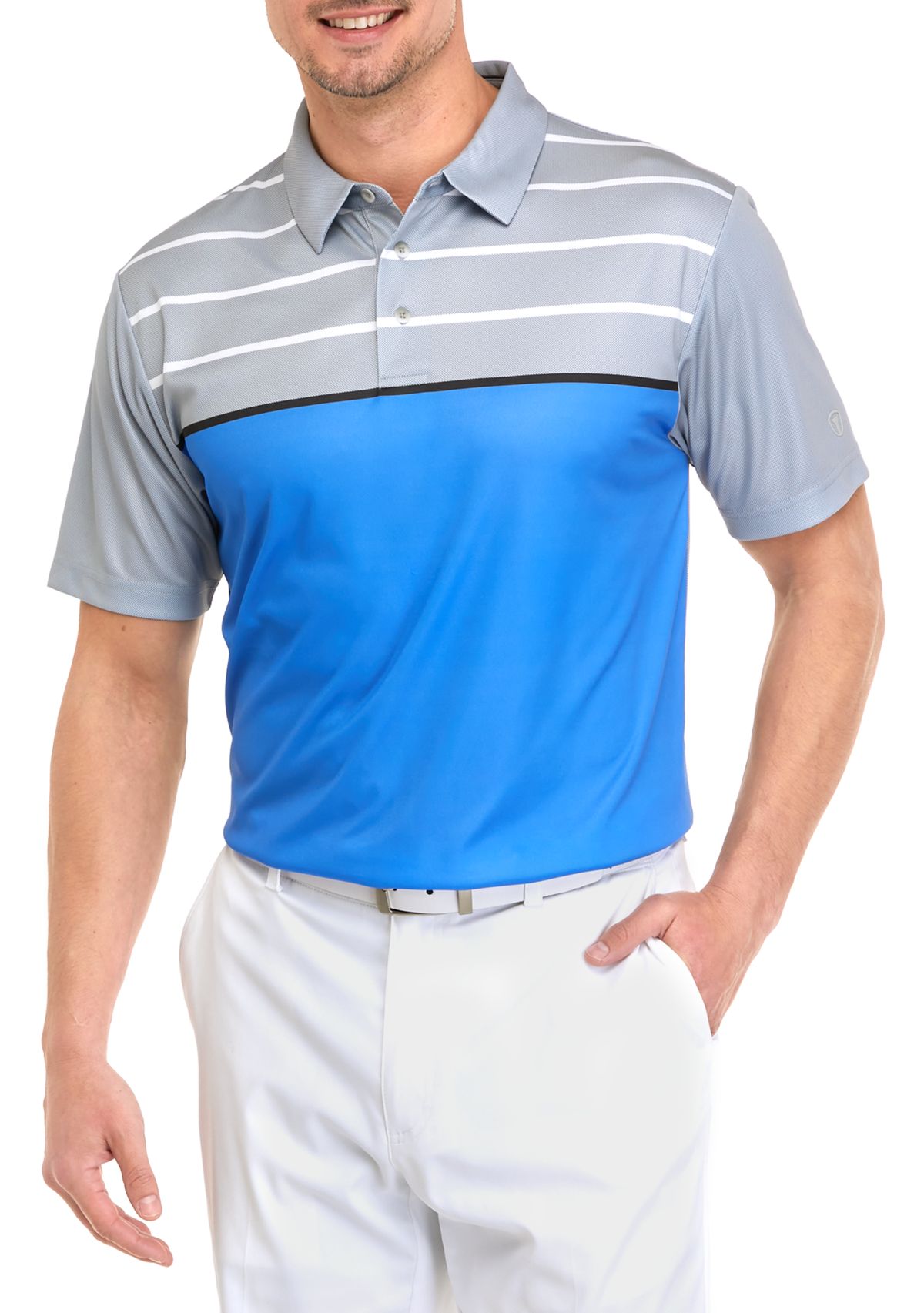 Mens Color Block Striped Polo Shirt