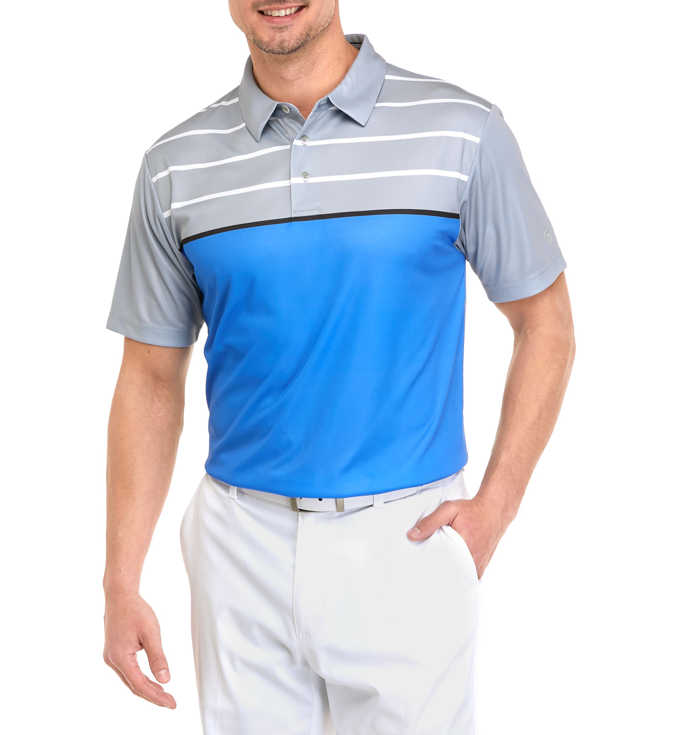 Mens Color Block Striped Polo Shirt