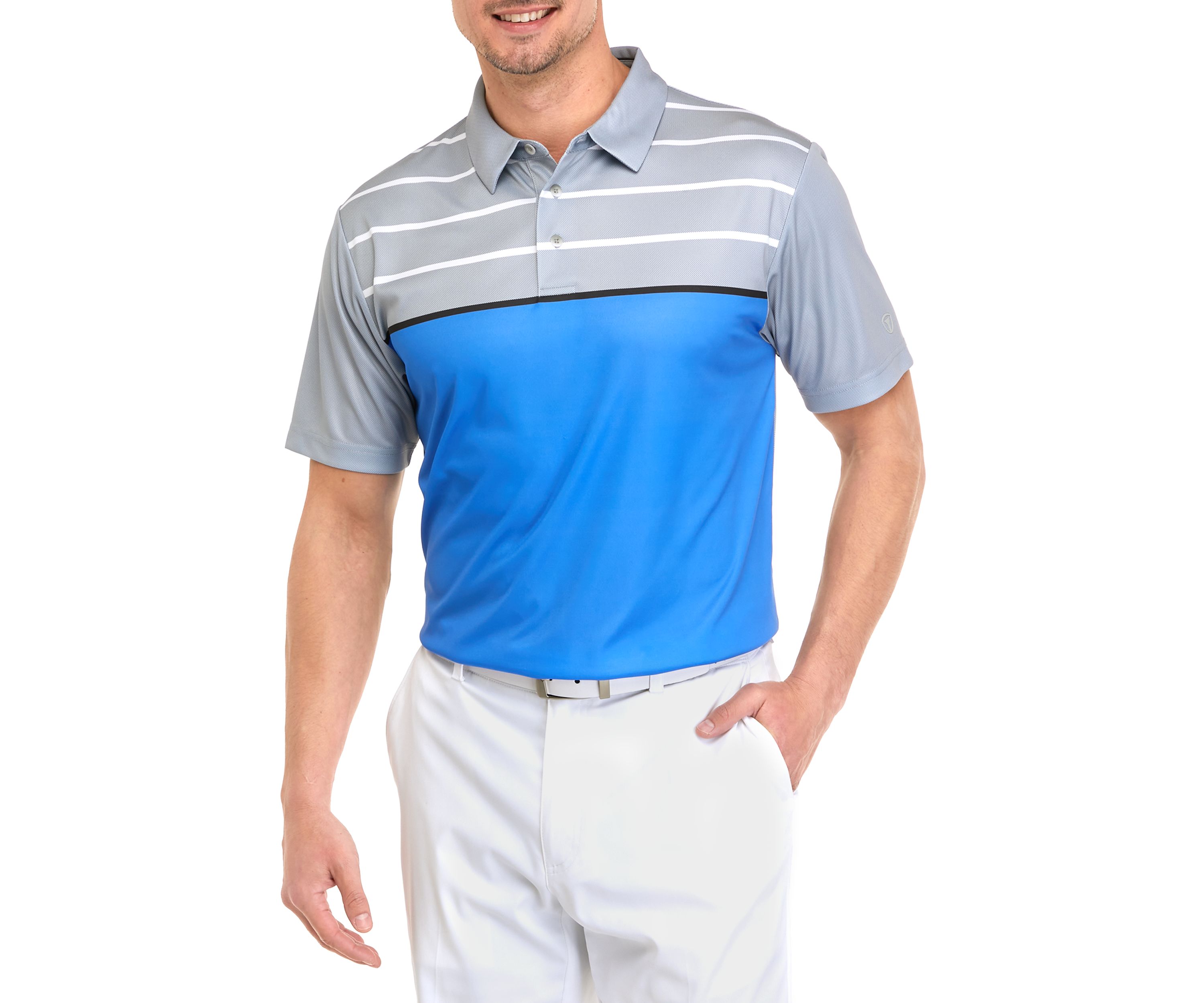 Mens Color Block Striped Polo Shirt