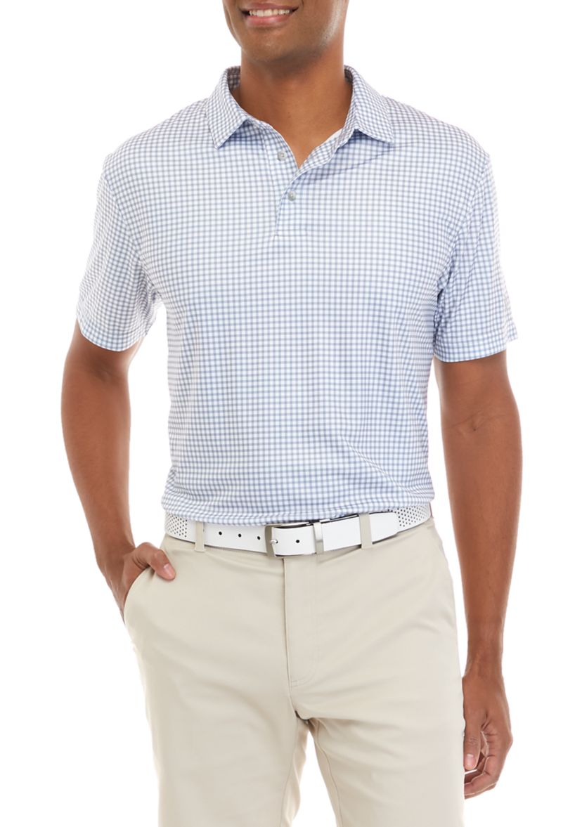 Mens Short Sleeve Gingham Print Polo Shirt