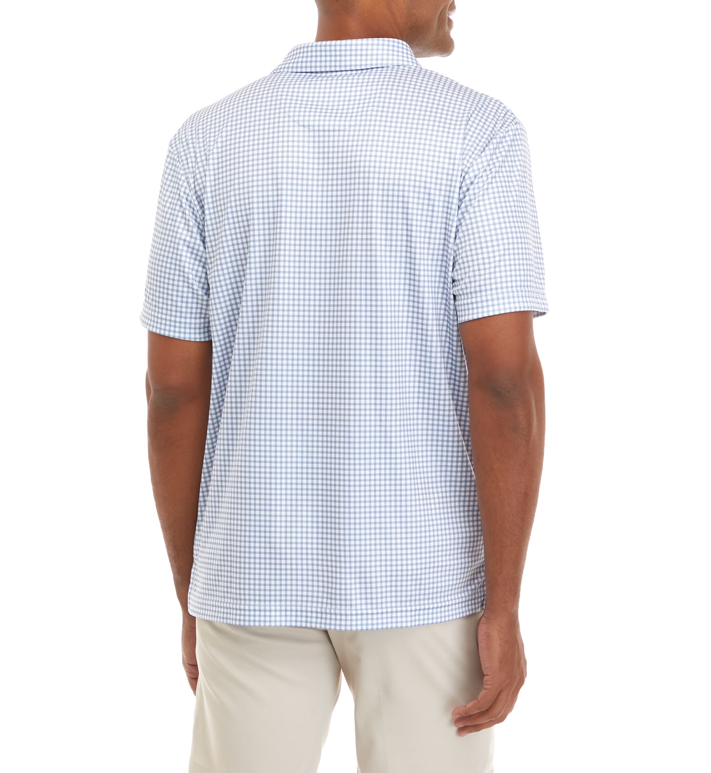 Mens Short Sleeve Gingham Print Polo Shirt