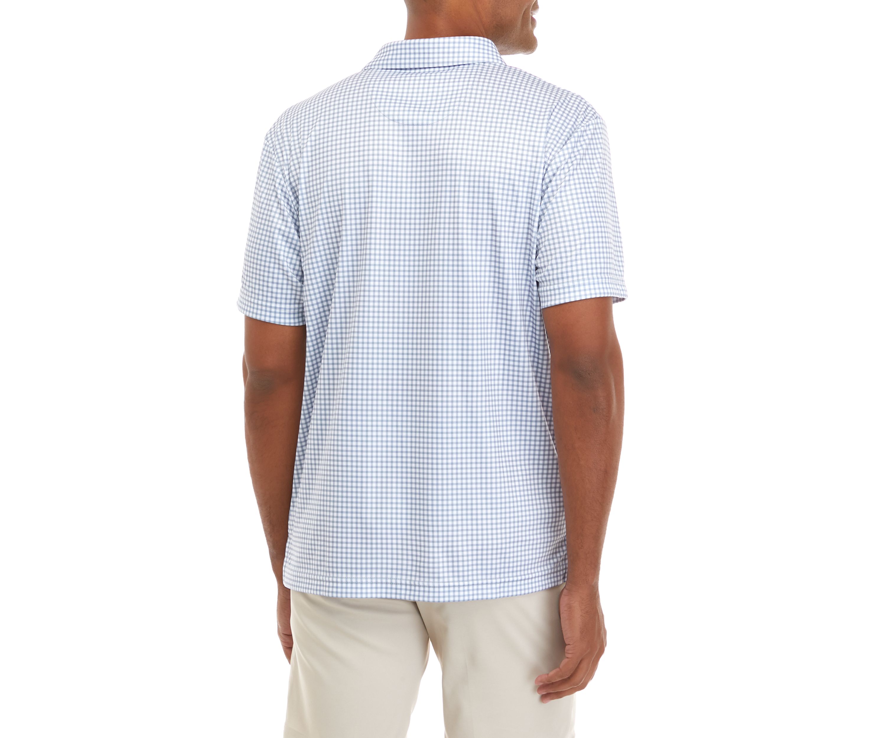 Mens Short Sleeve Gingham Print Polo Shirt