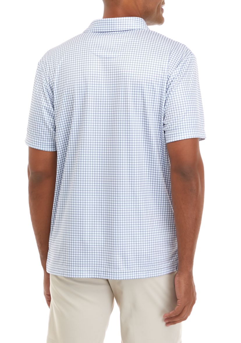 Mens Short Sleeve Gingham Print Polo Shirt