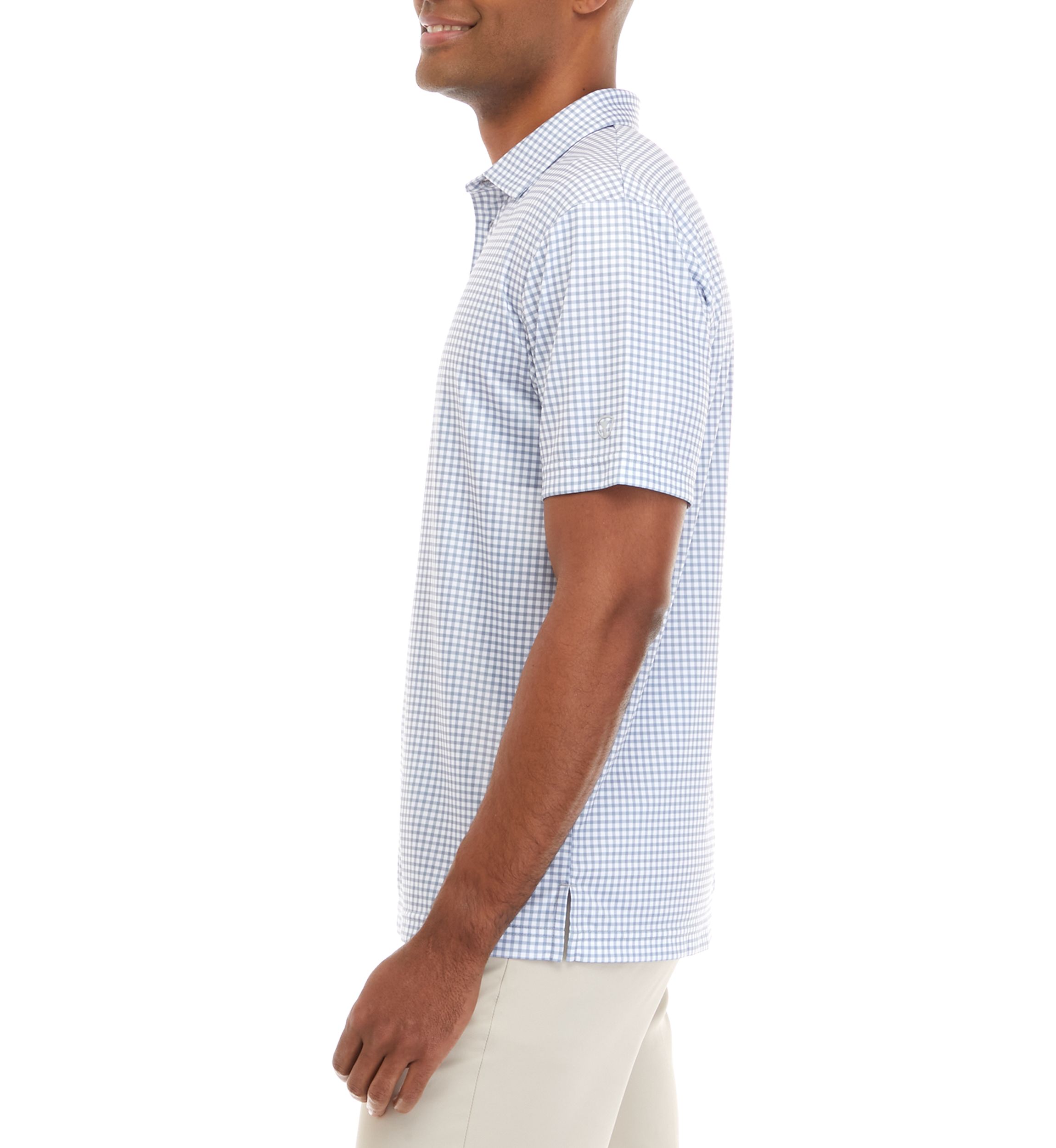 Mens Short Sleeve Gingham Print Polo Shirt