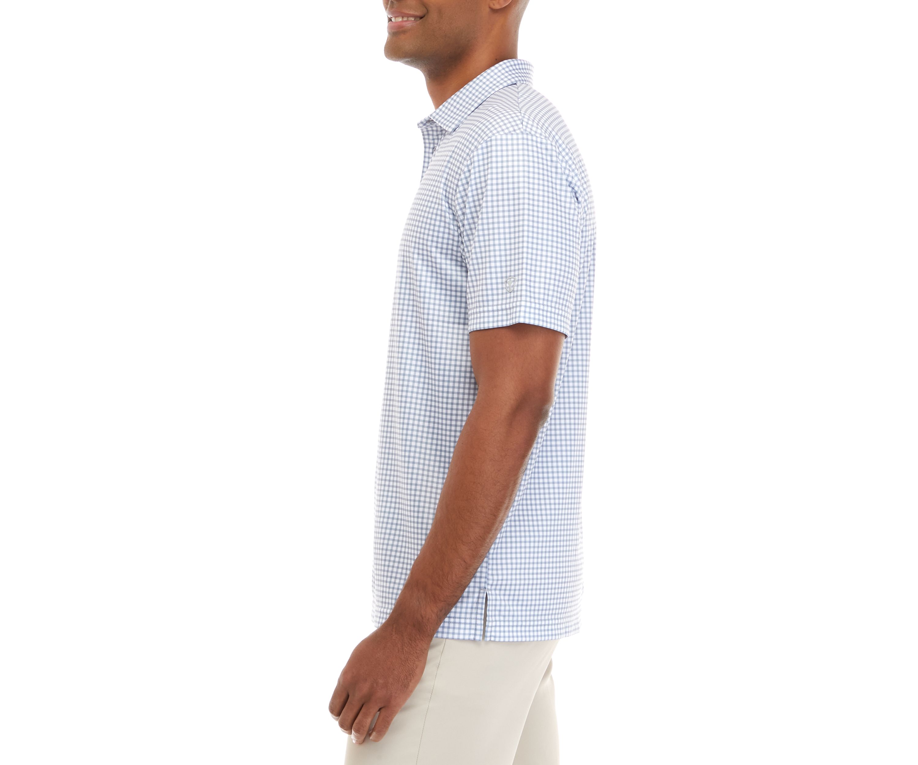 Mens Short Sleeve Gingham Print Polo Shirt