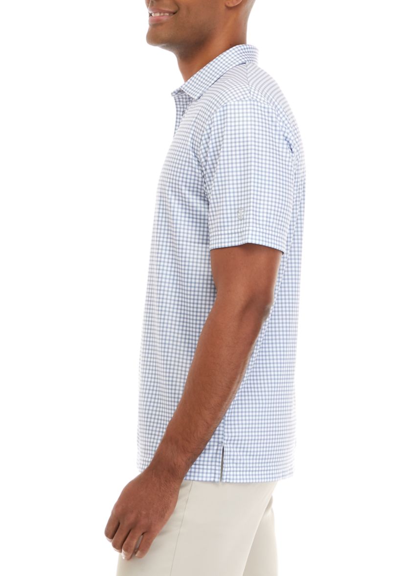 Mens Short Sleeve Gingham Print Polo Shirt