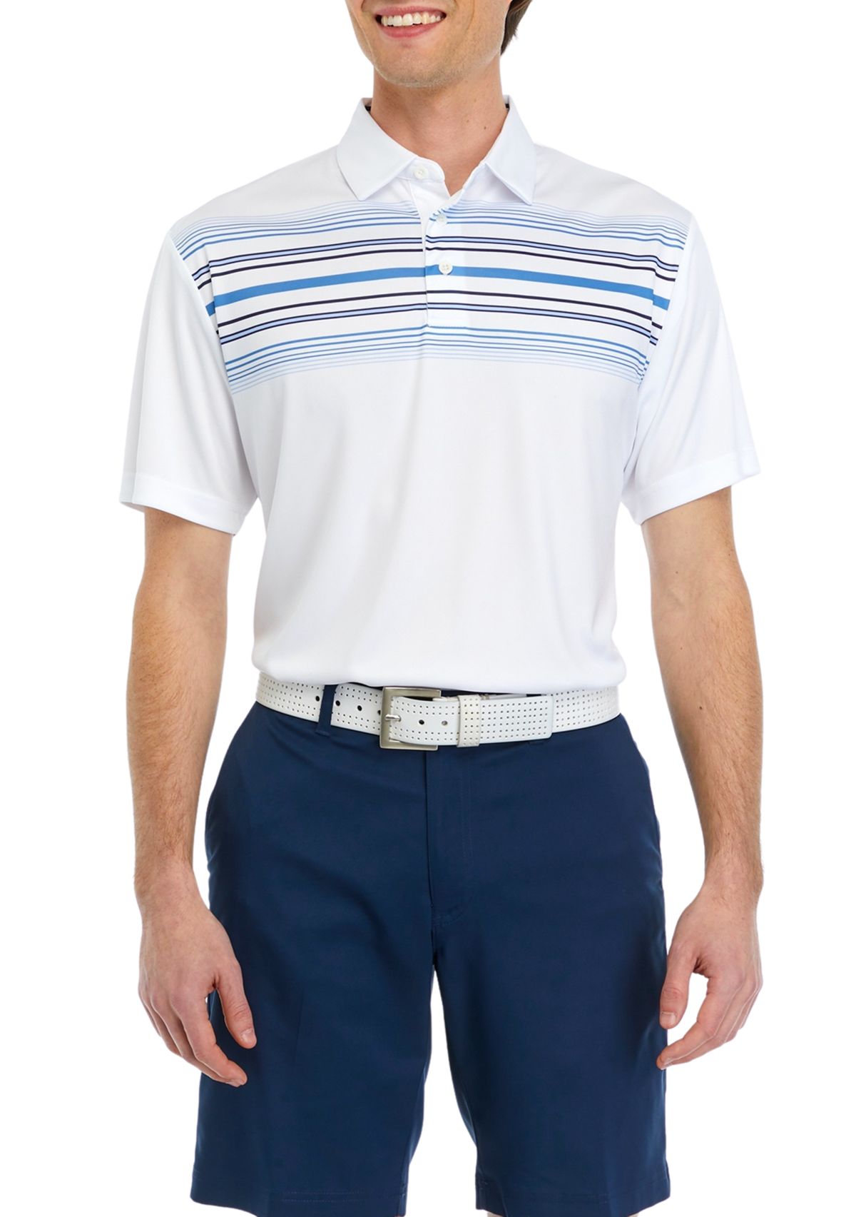 Mens Printed Chest Stripe Polo Shirt