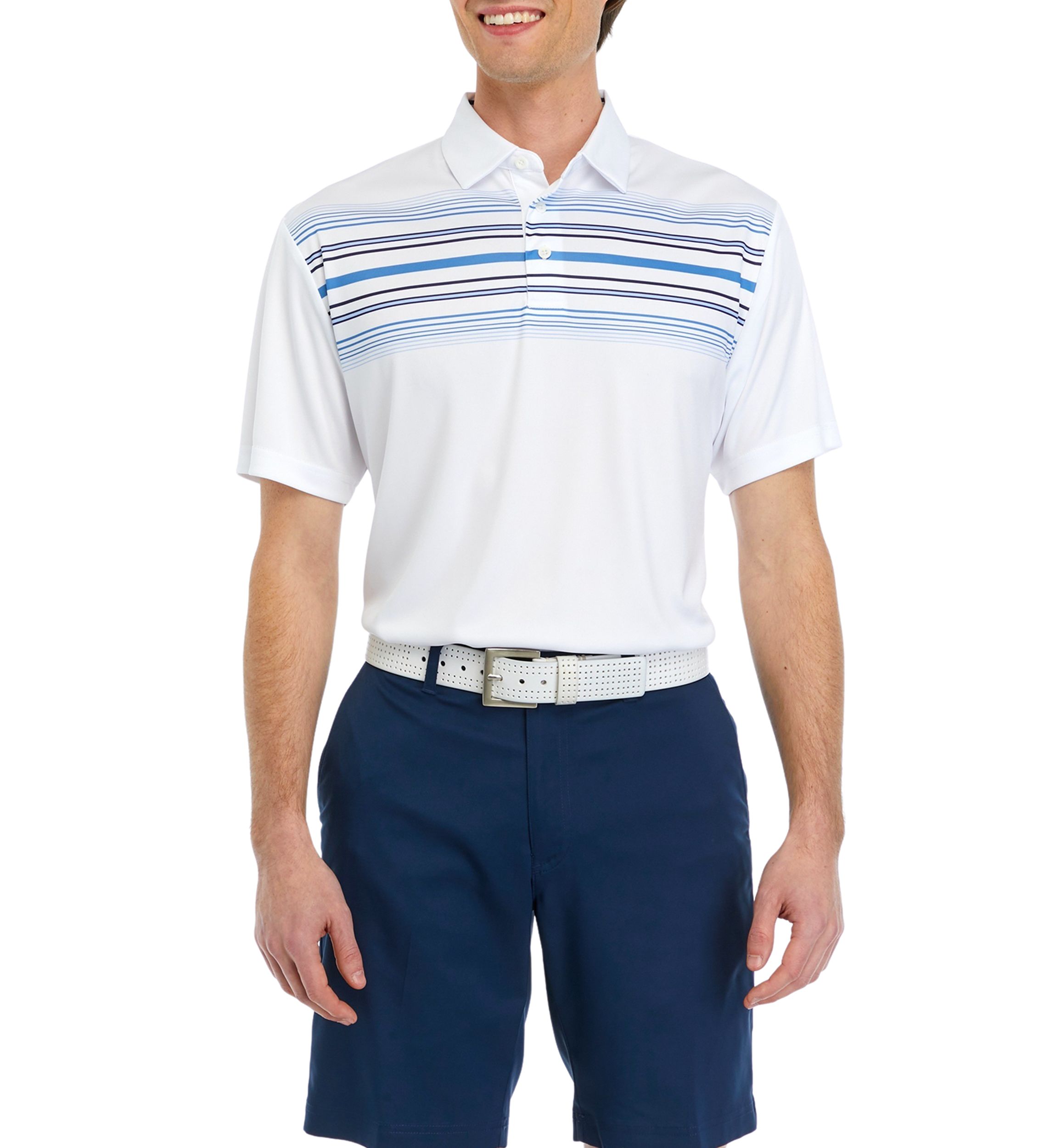 Mens Printed Chest Stripe Polo Shirt