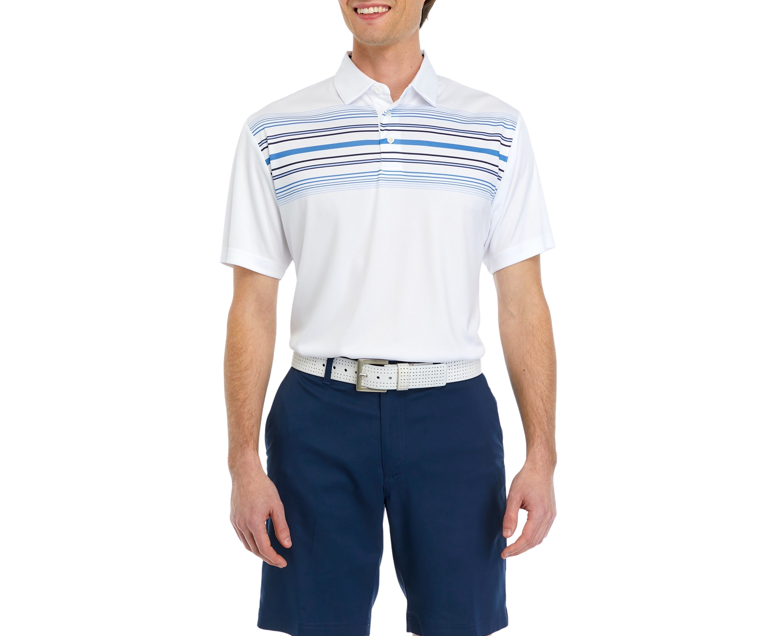 Mens Printed Chest Stripe Polo Shirt