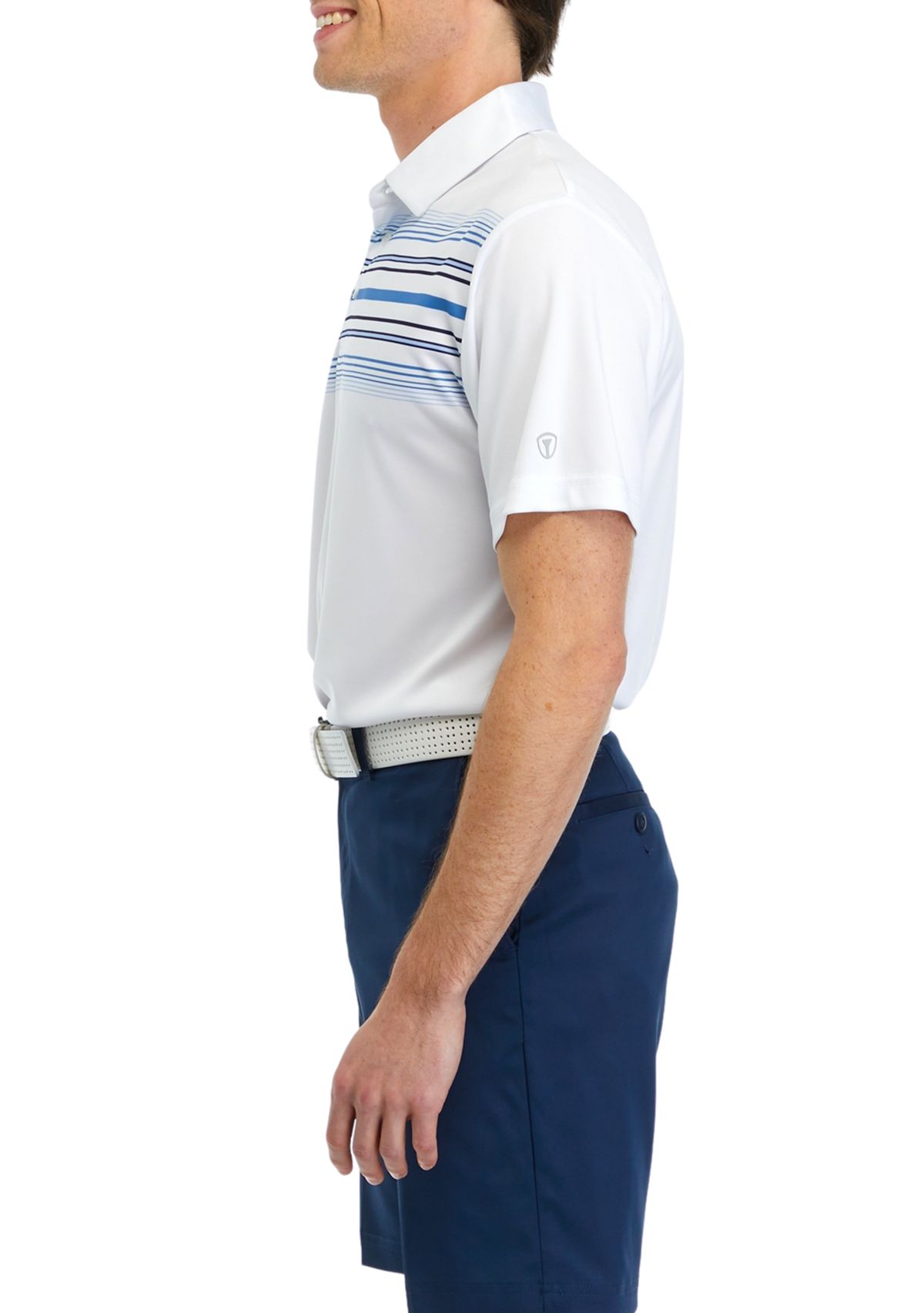 Mens Printed Chest Stripe Polo Shirt