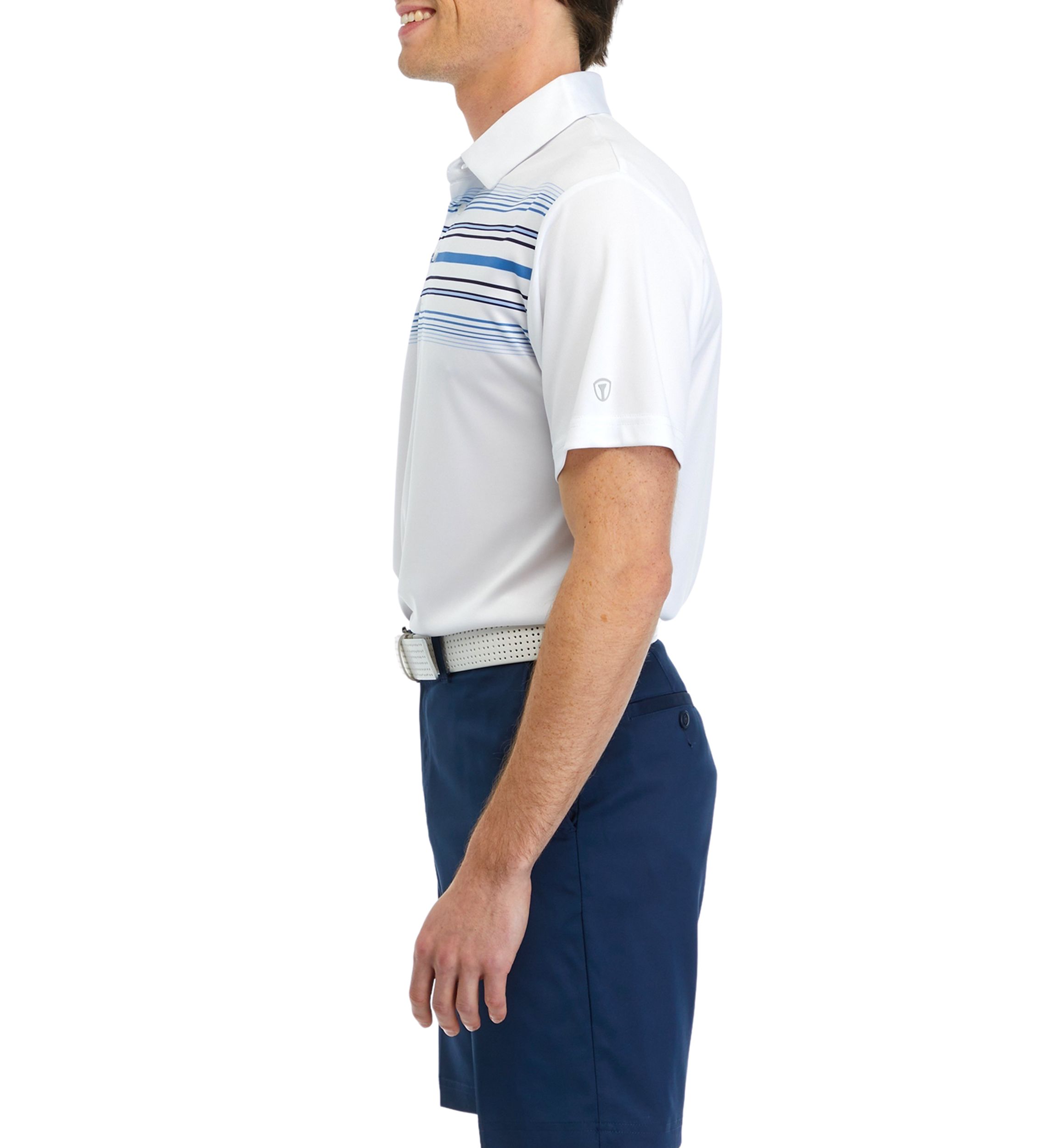 Mens Printed Chest Stripe Polo Shirt