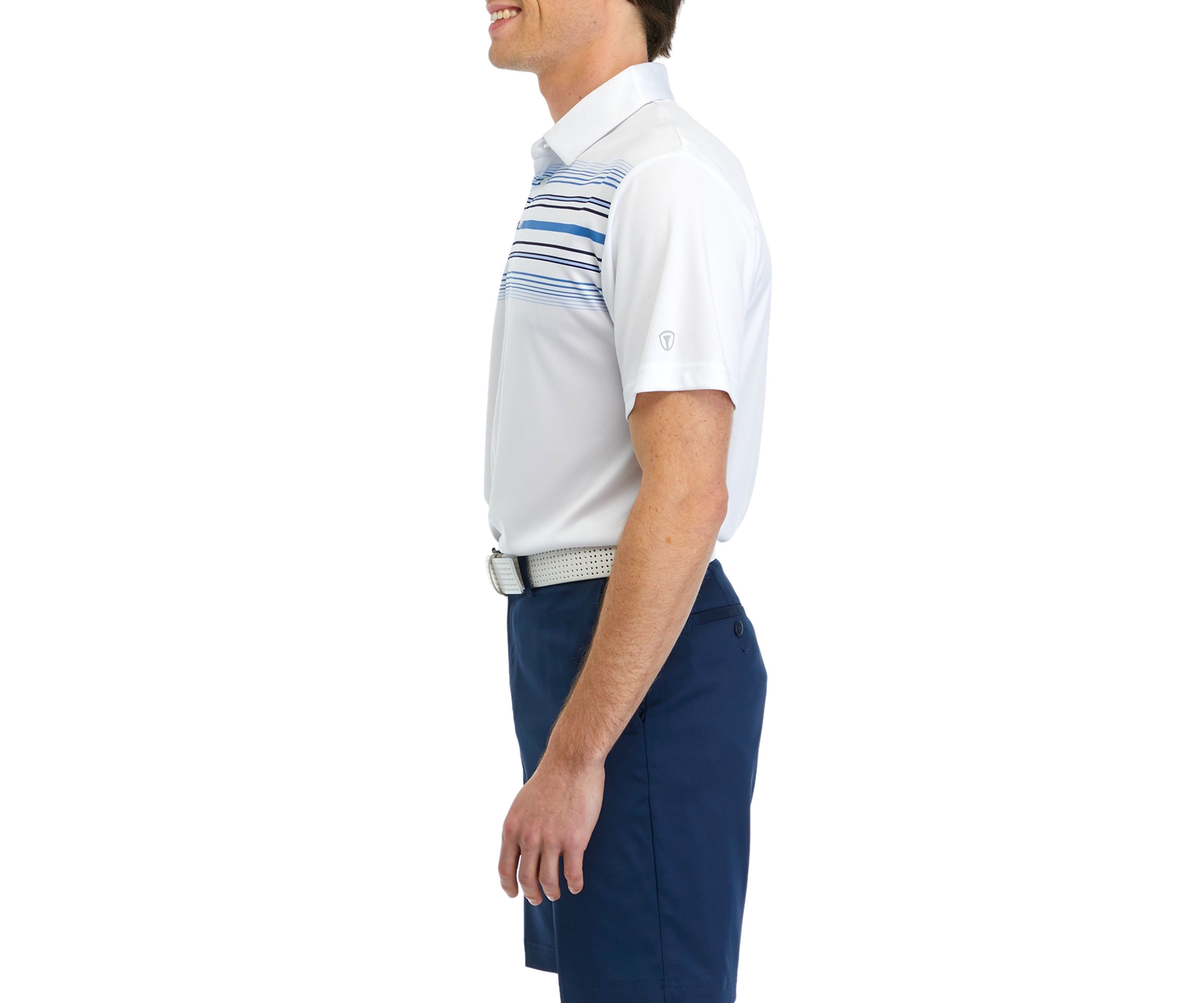Mens Printed Chest Stripe Polo Shirt