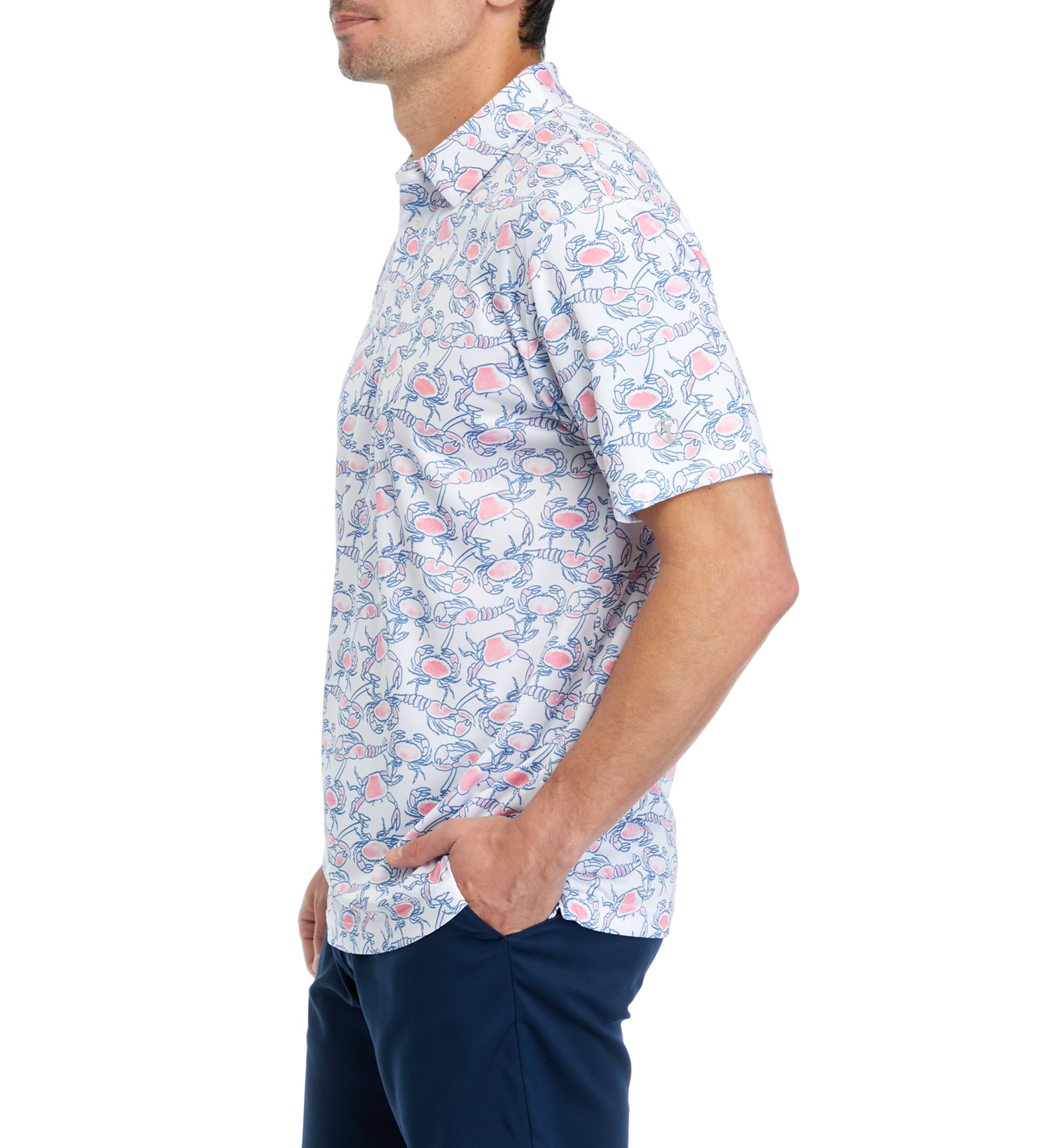 Lobster and Crab Print Polo Shirt 
