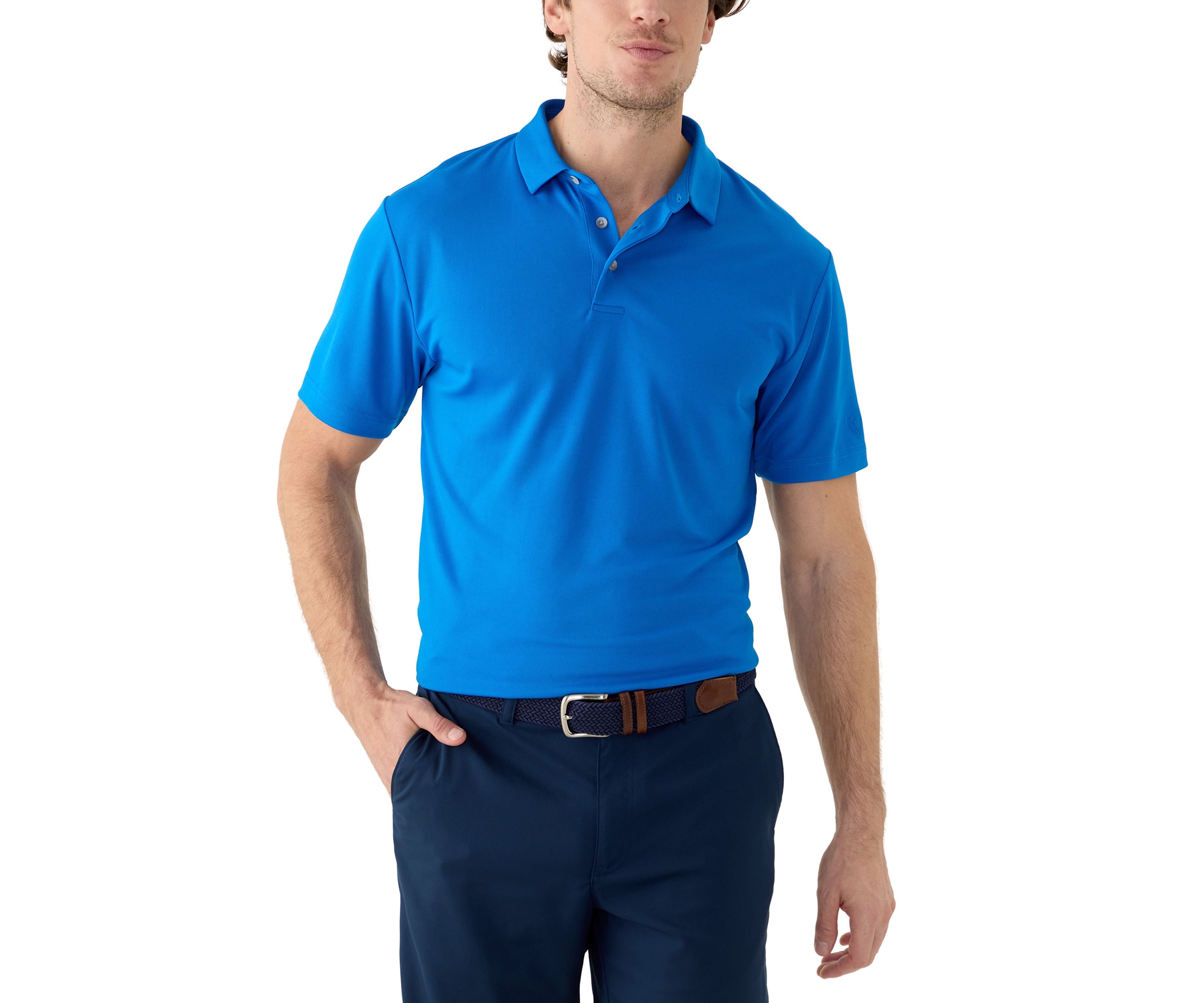 Mens Short Sleeve Performance Micro Mesh Textured Polo Shirt