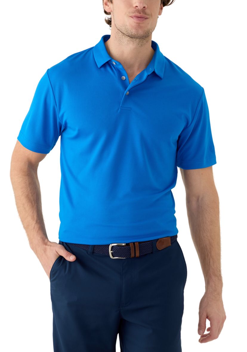 Mens Short Sleeve Performance Micro Mesh Textured Polo Shirt