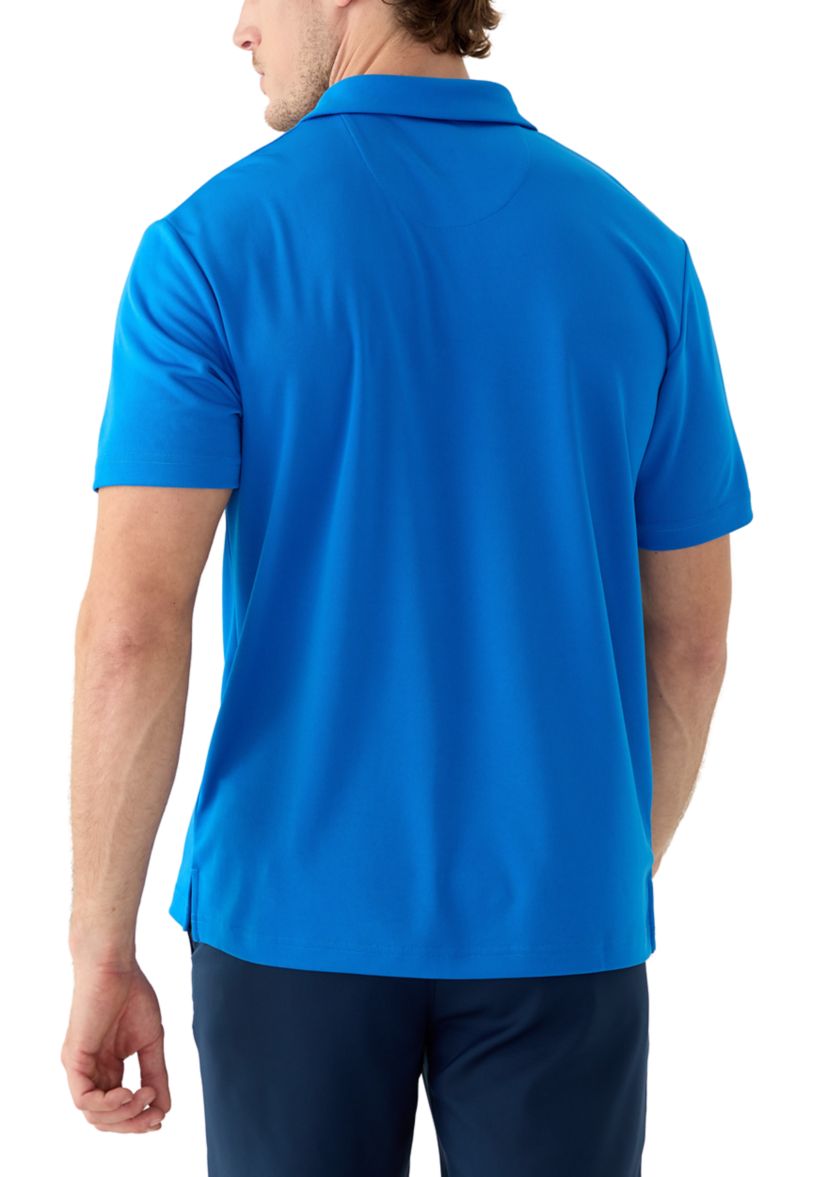 Mens Short Sleeve Performance Micro Mesh Textured Polo Shirt